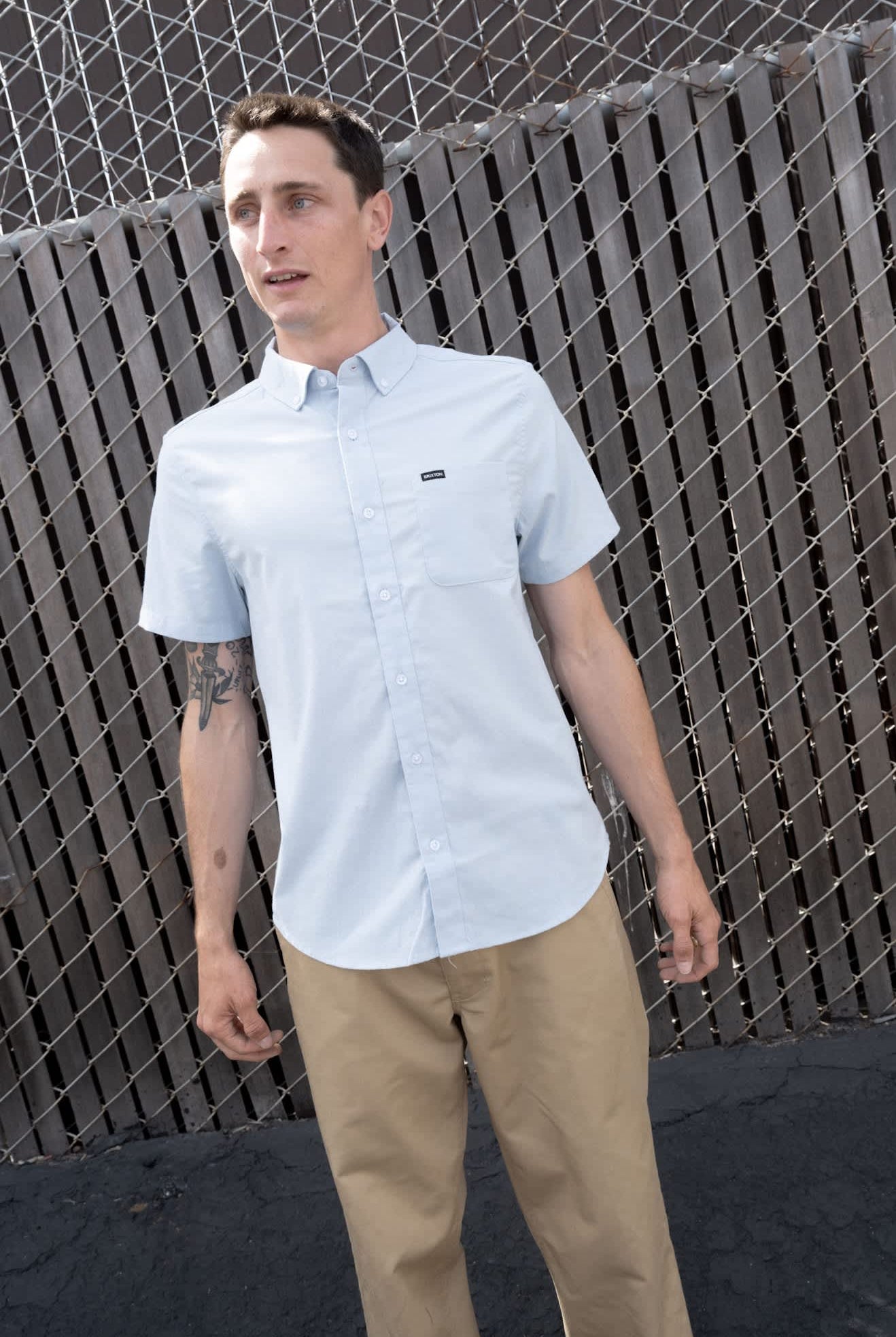 Men's Sanford Oxford Woven in the color Dusty Blue - Men's Lifestyle image