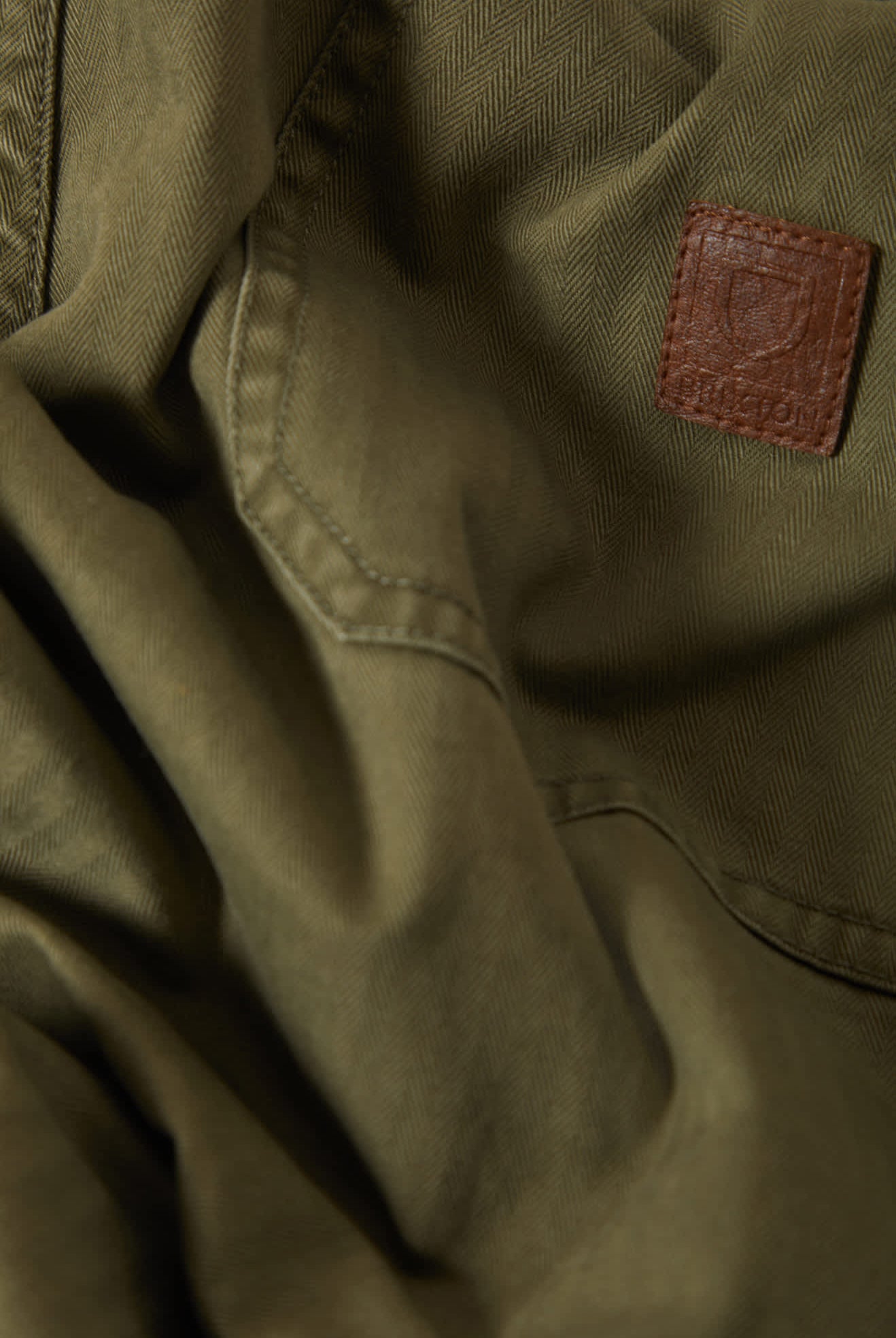Men's Surplus Vintage Wash Herringbone Short in the color Washed Olive Green - Additional Laydown image