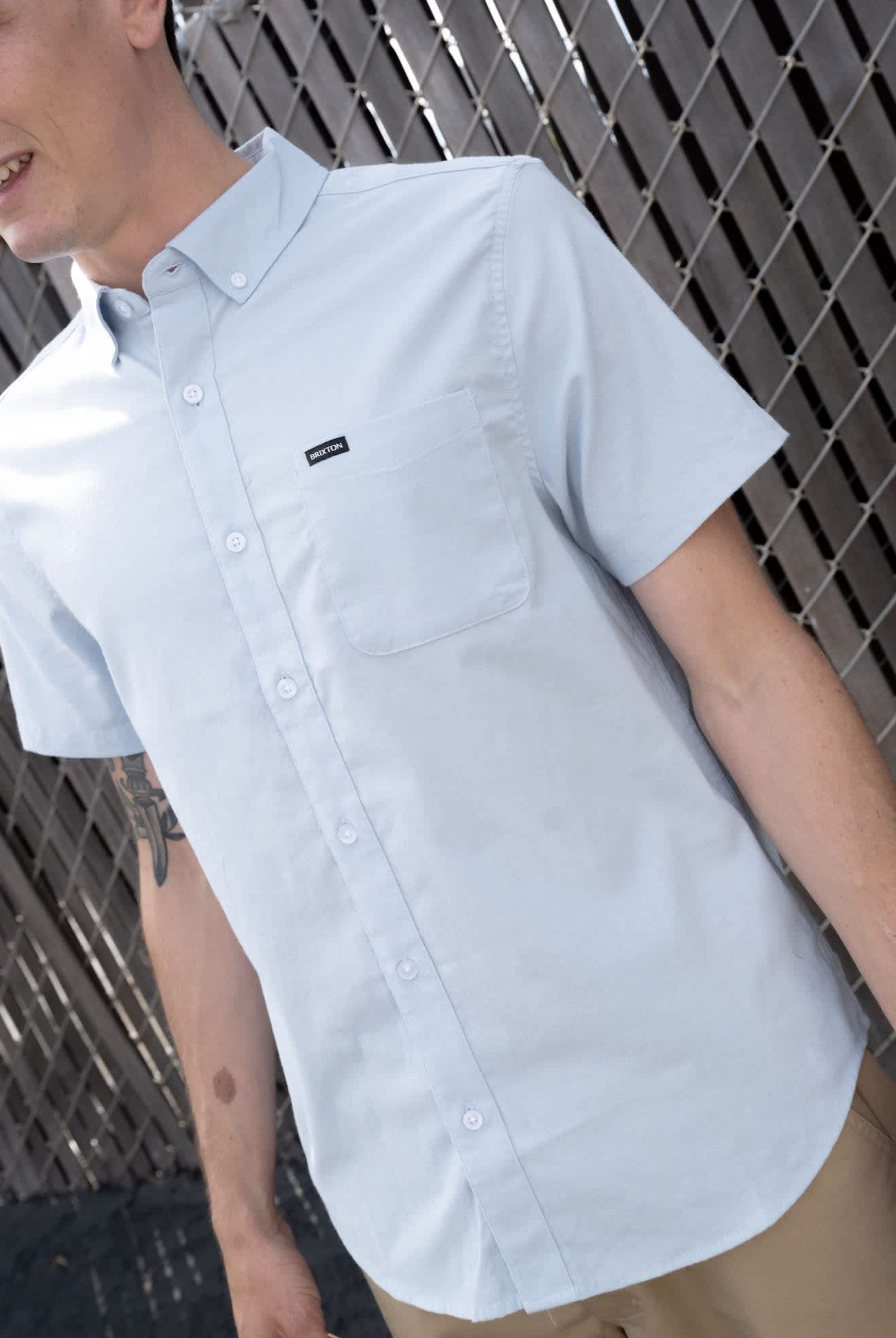 Men's Sanford Oxford Woven in the color Dusty Blue - Men's Lifestyle image