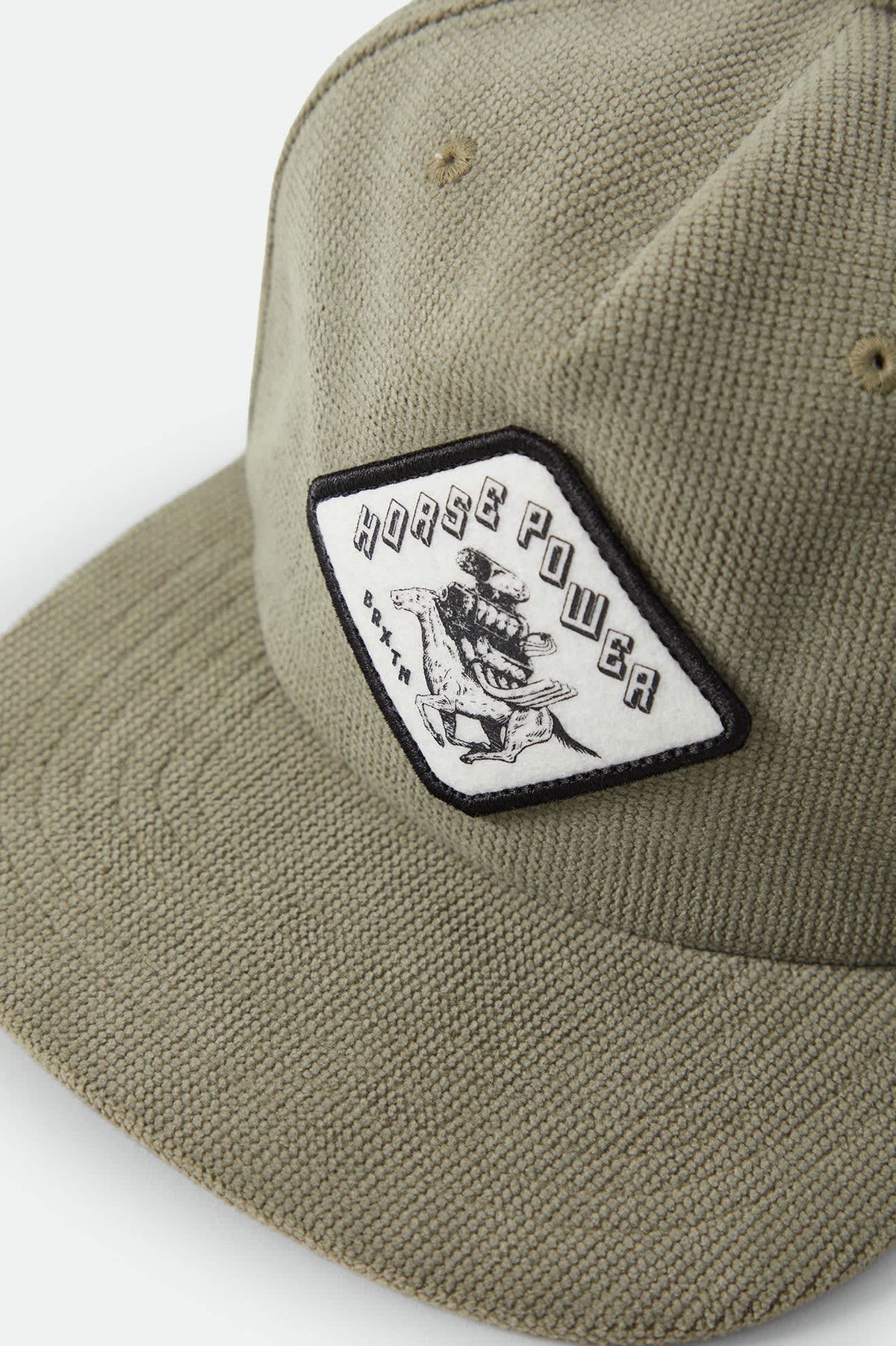 Unisex Horsepower Snapback in the color Olive Surplus - Additional Laydown image