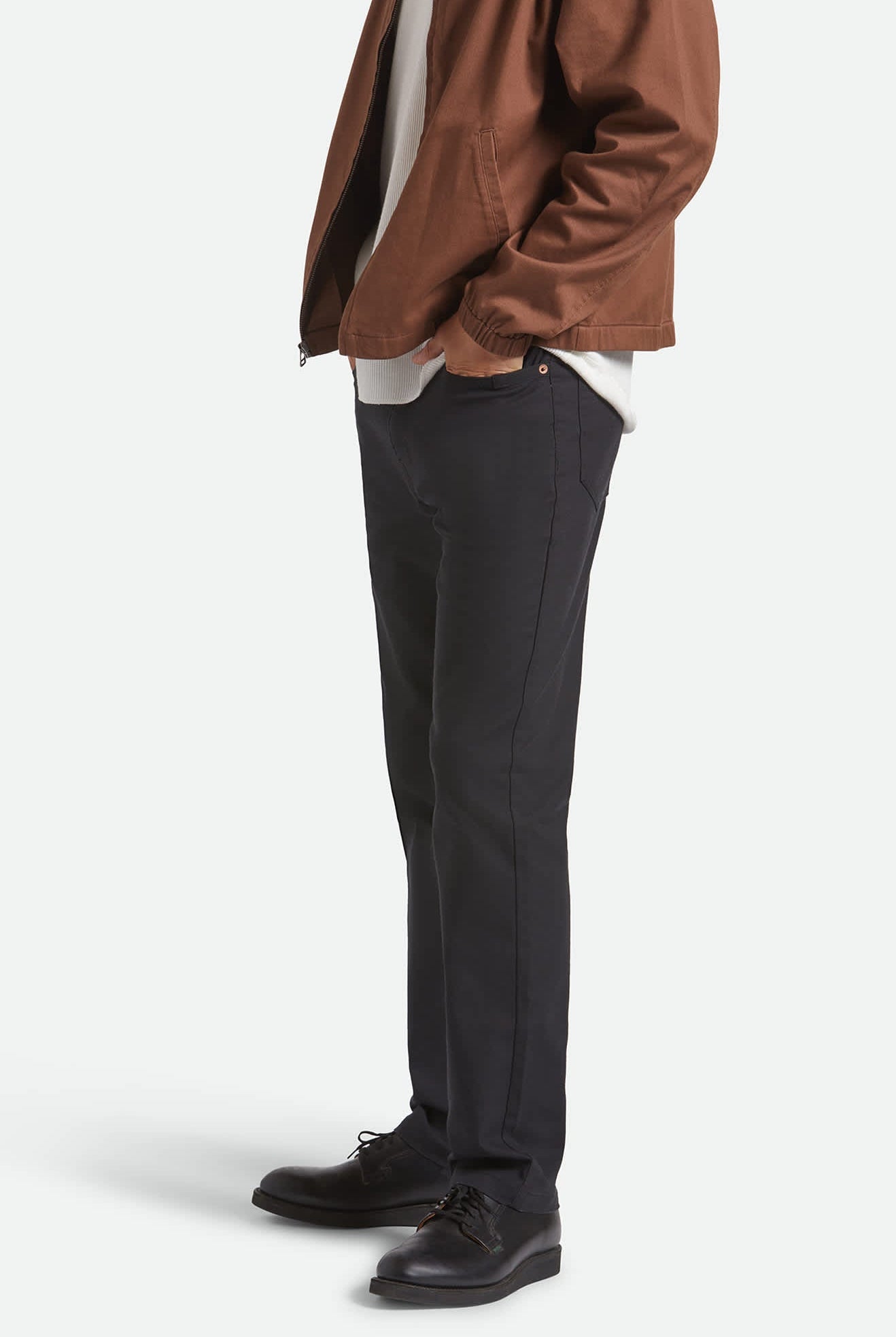 Men's Builders 5-Pocket Stretch Pant in the color Black - Men's Side View