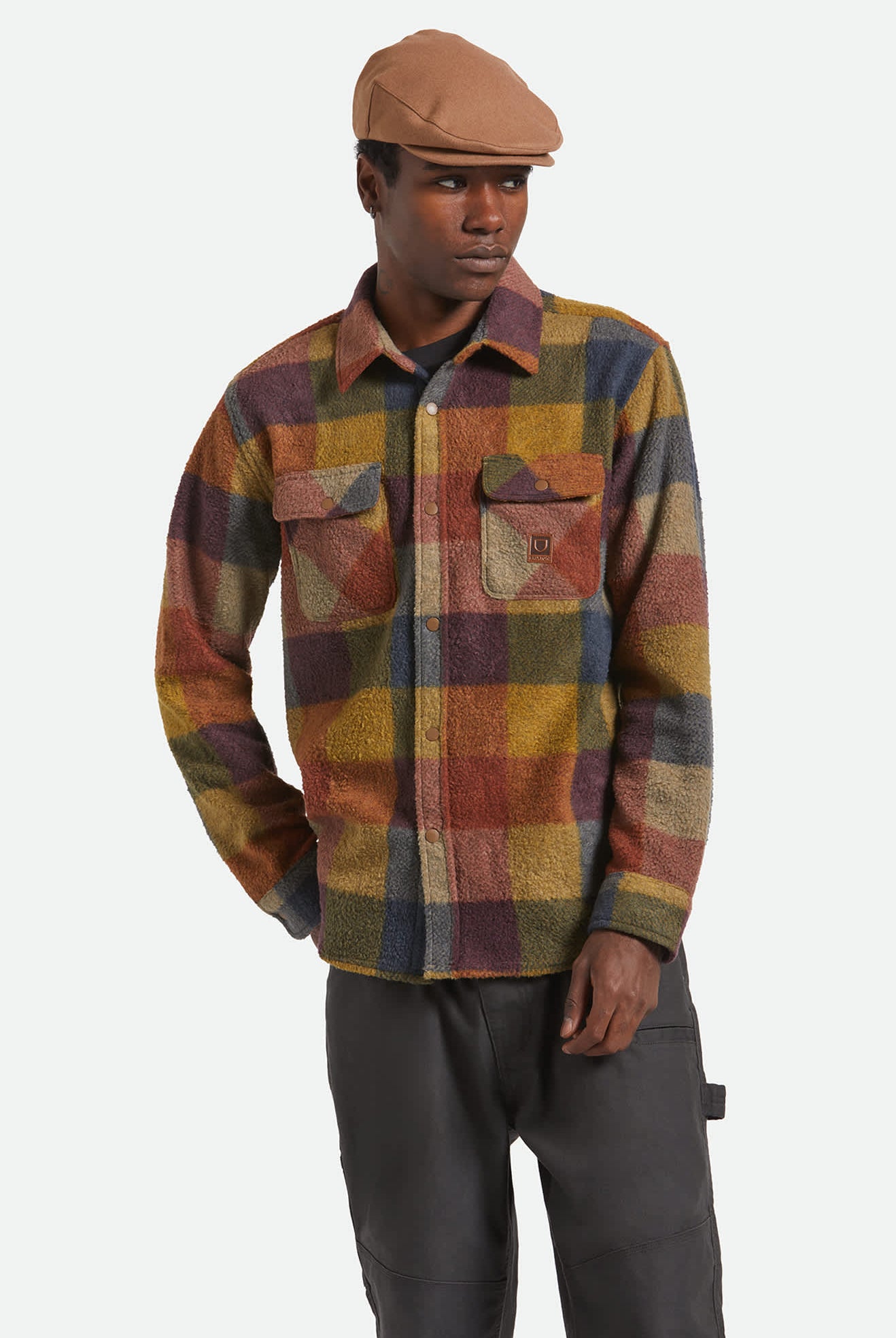 Men's Bowery Arctic Stretch Fleece in the color Rust/Copper Plaid - Men's Front View