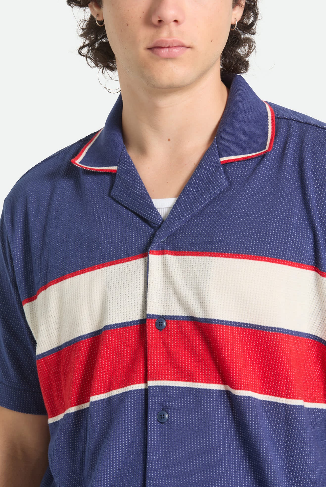 Men's Bunker Mesh Short Sleeve Shirt in the color Washed Navy - Additional Fit image