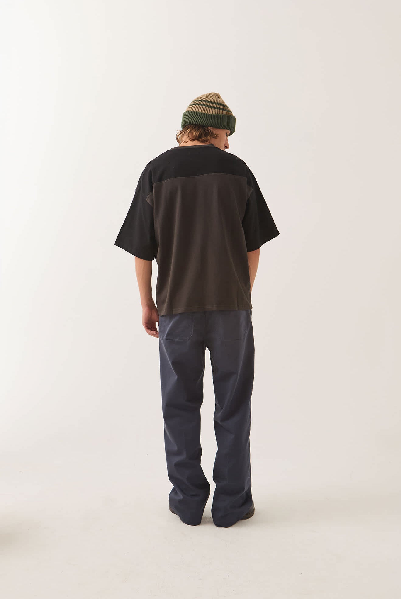 Men's Brixton Football T-Shirt in the color Black/Washed Black - Men's Back View