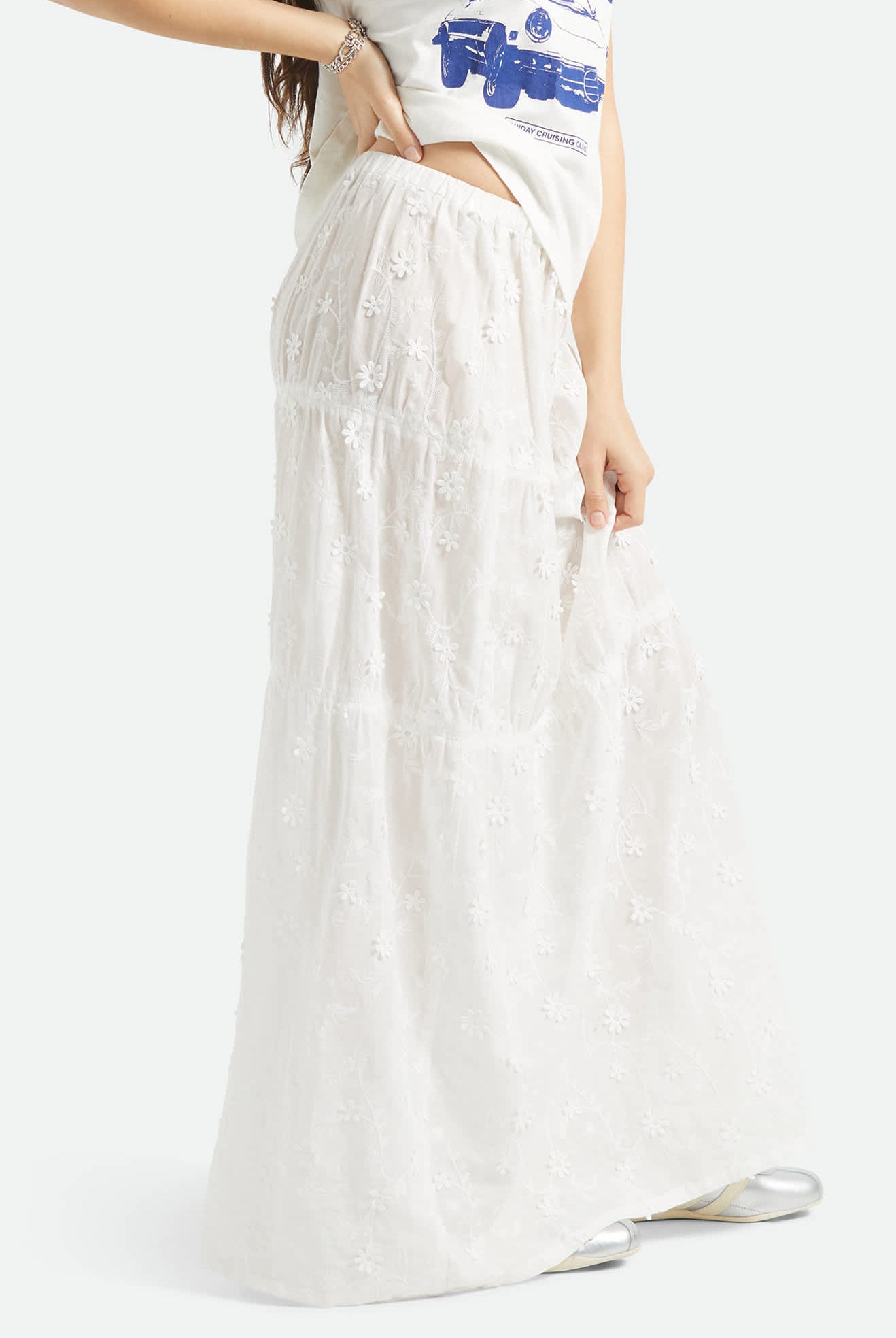 Women's The Abigail Skirt in the color Off White Floral - Women's Side View