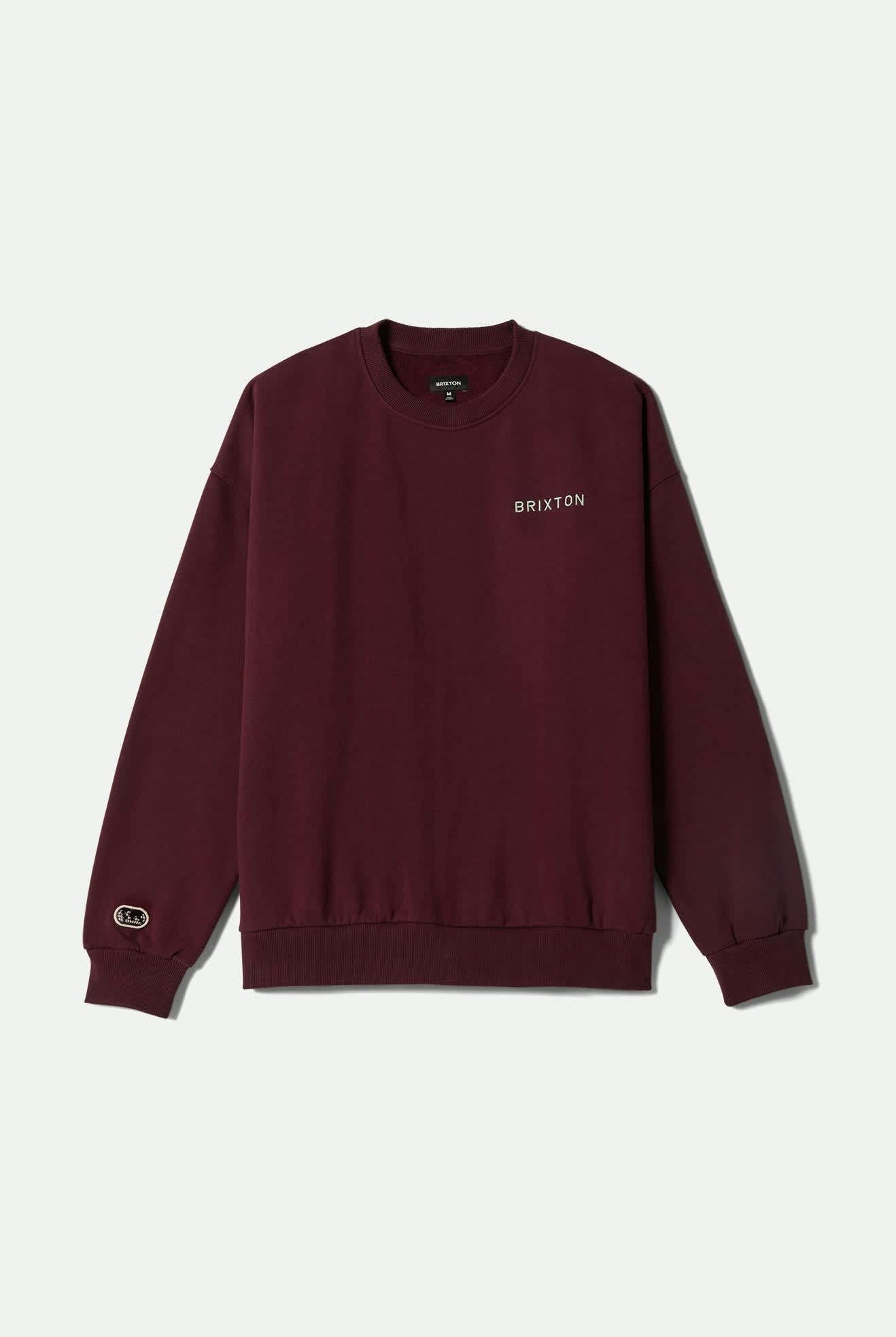 Men's Embroidered Heavyweight Oversized Crew in the color Port - Front Product View