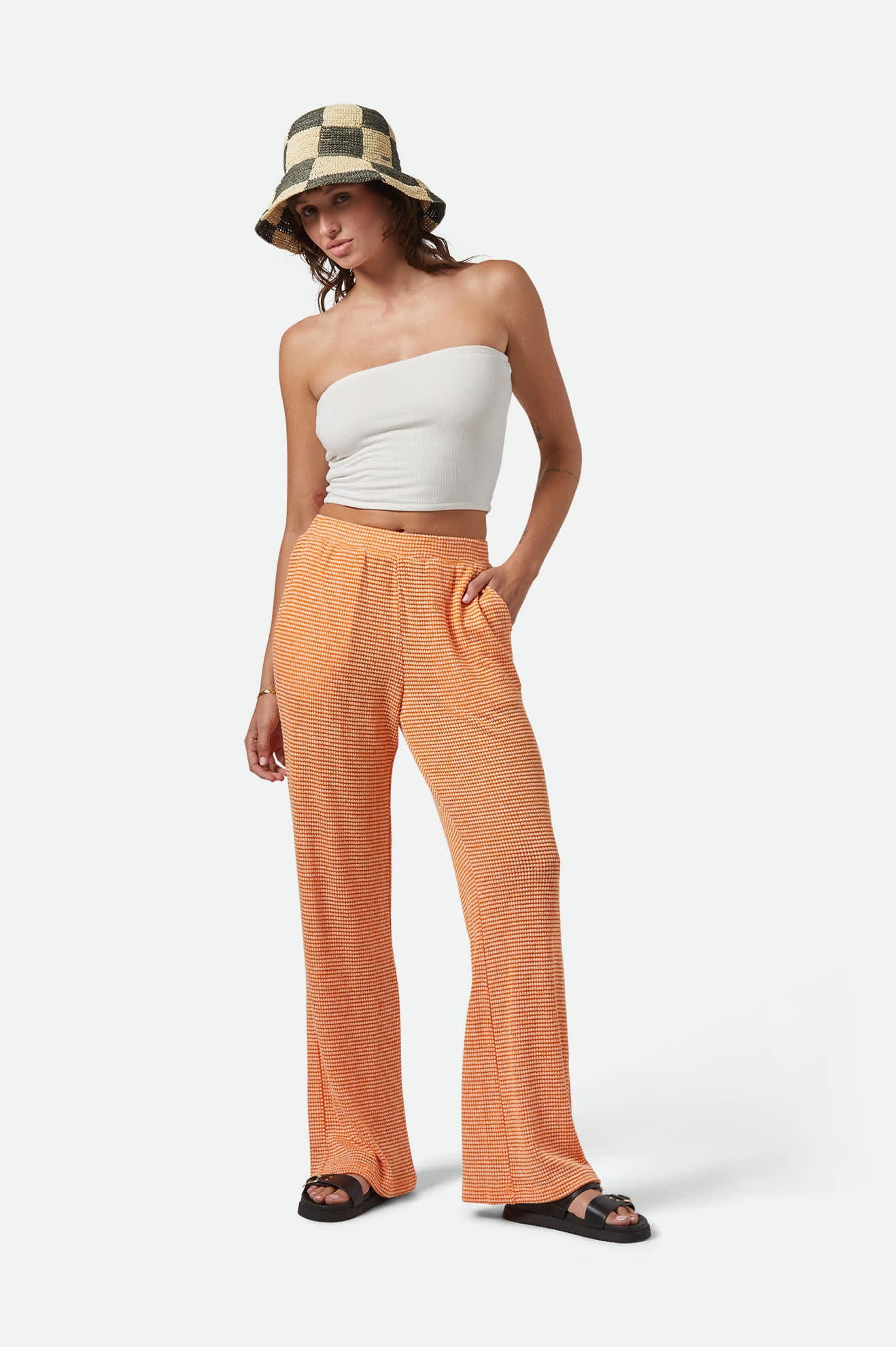 Women's Maude Mesh Lounge Pant in the color Tangerine - Additional Fit image