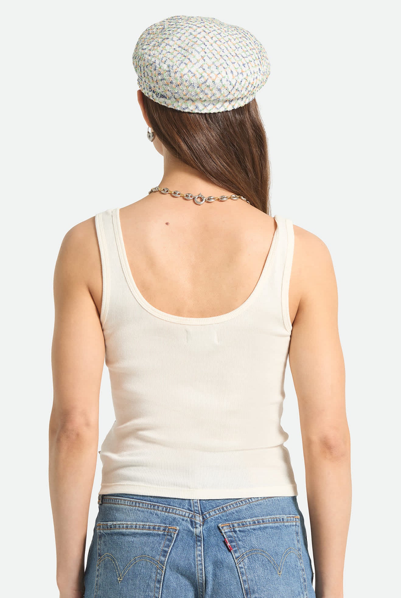 Women's Collage A-Tank in the color Off White - Women's Back View