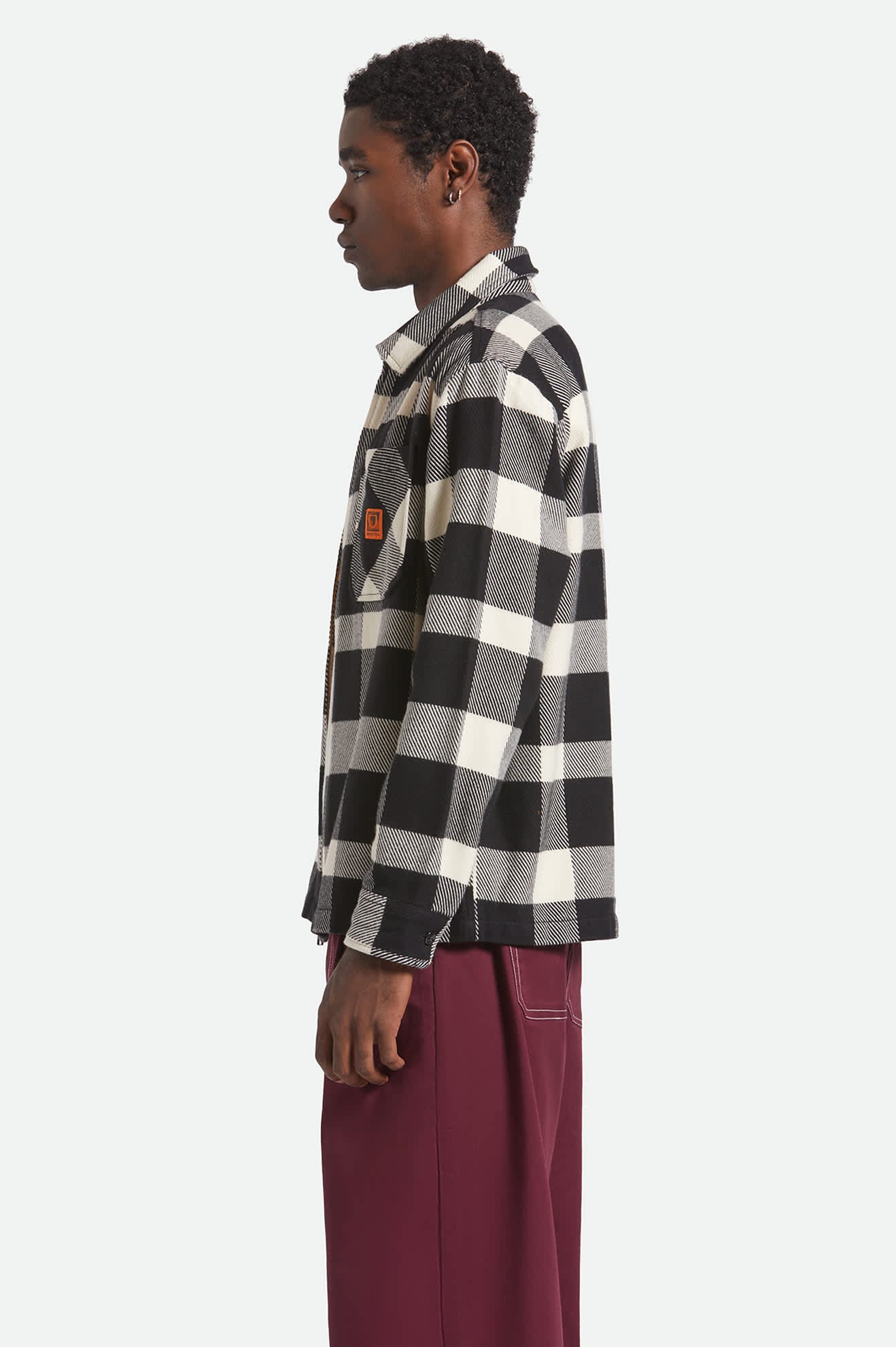 Men's Union Full Zip Flannel in the color Off White/Black - Men's Side View