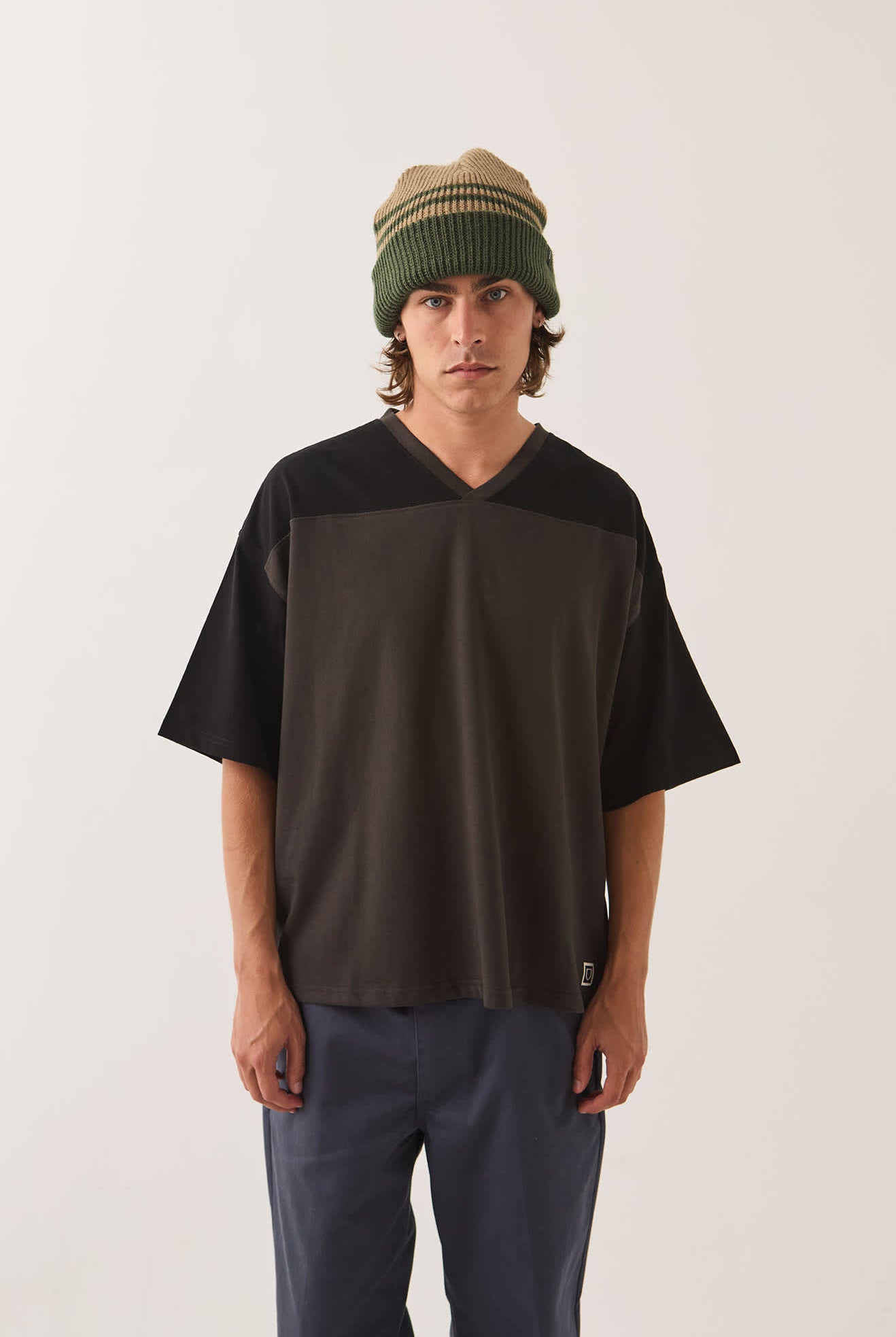 Men's Brixton Football T-Shirt in the color Black/Washed Black - Additional Fit image