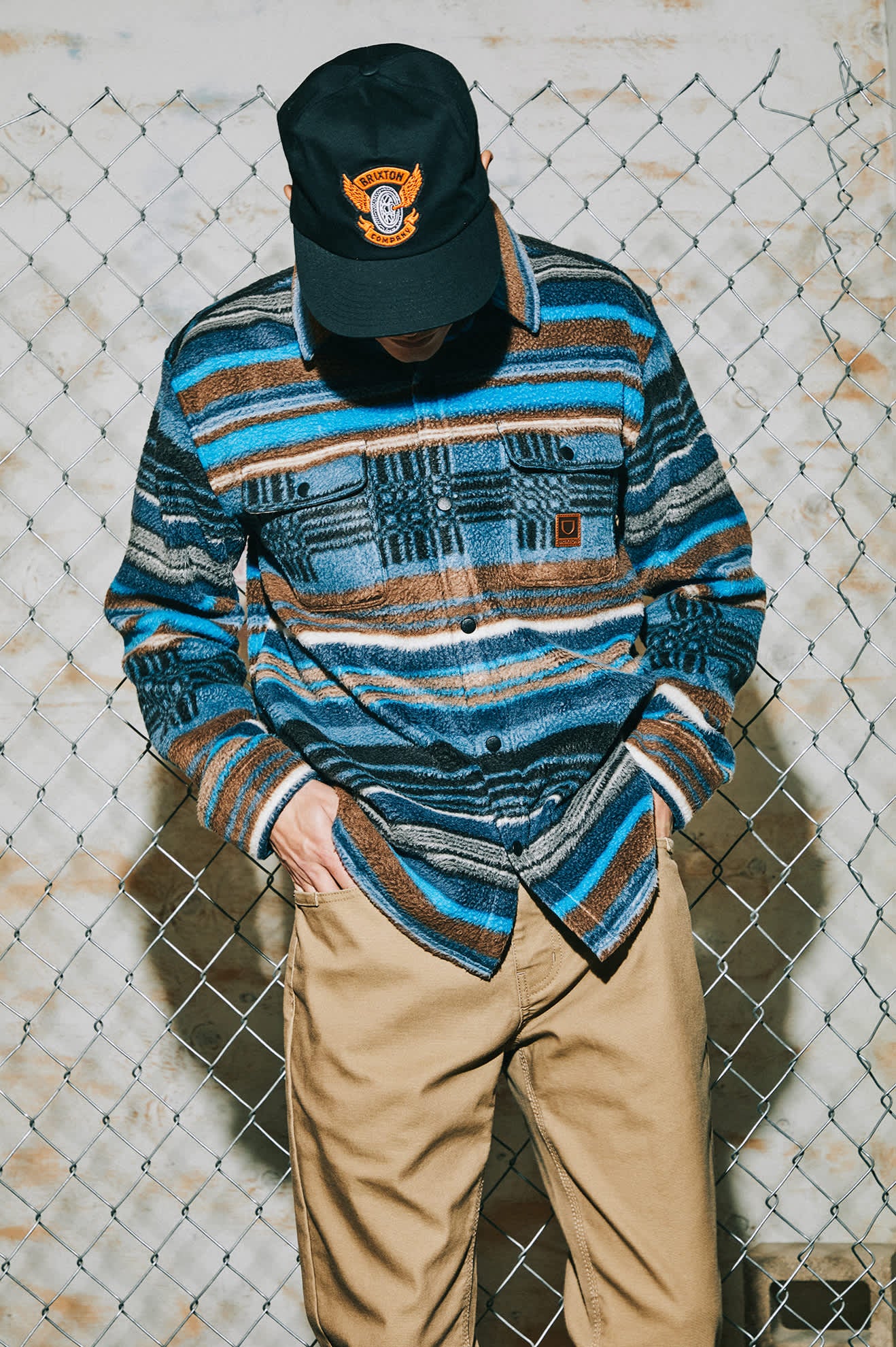 Men's Bowery Arctic Stretch Fleece in the color Mood Indigo Blanket Stripe - Men's Lifestyle image