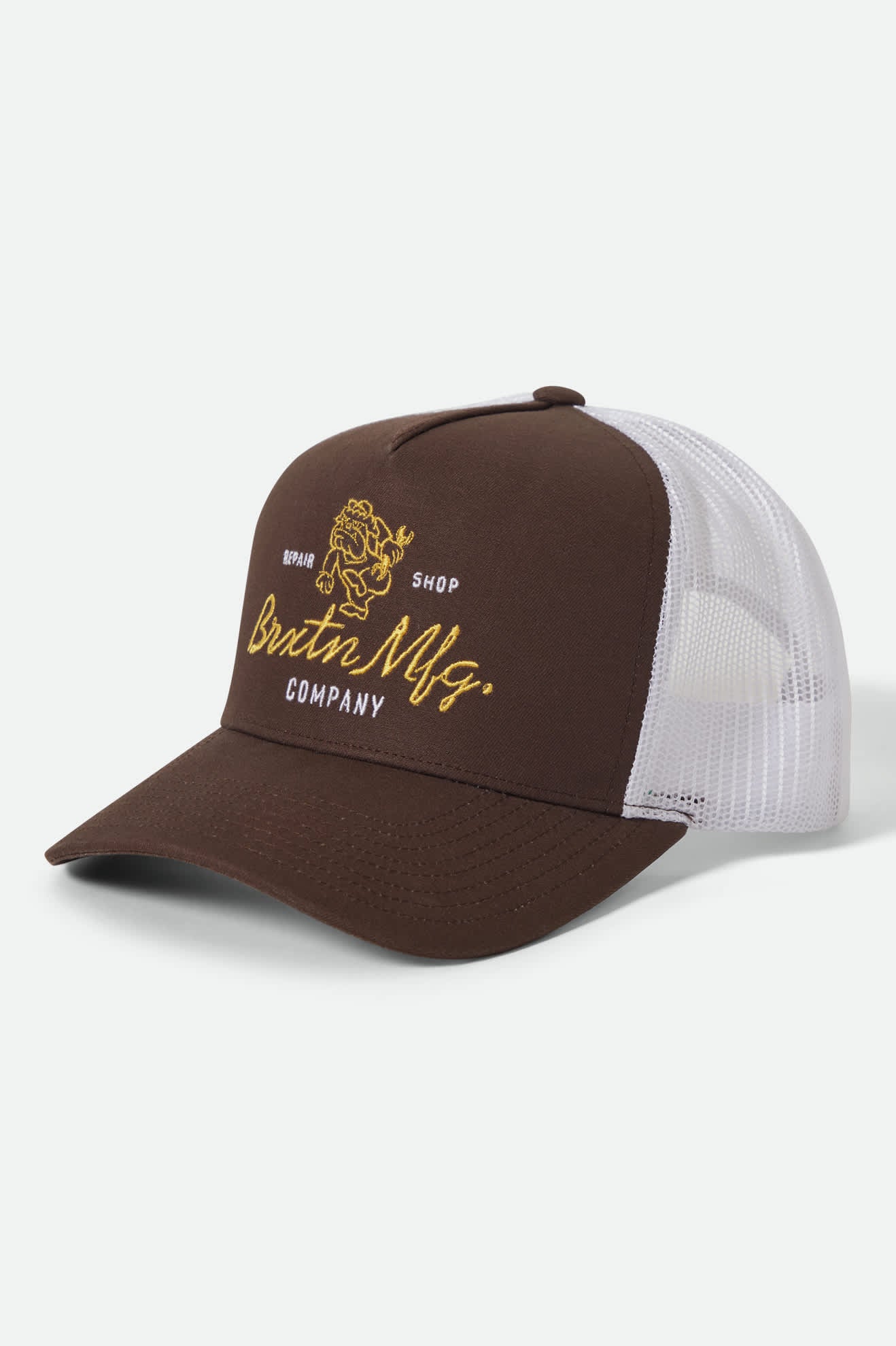 Unisex Tolman NetPlus Trucker Hat in the color Pinecone Brown/White - Front Product View