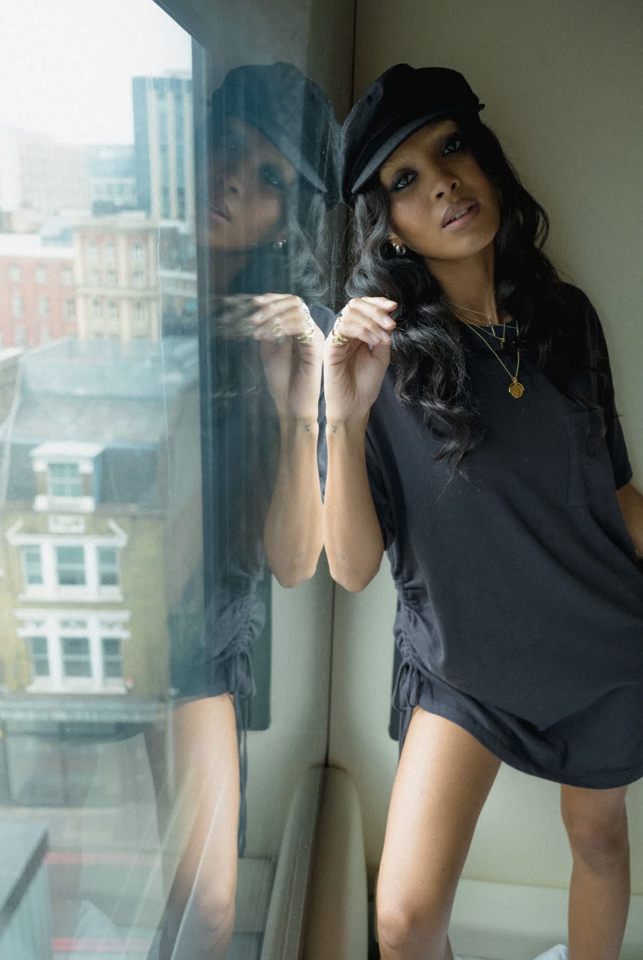 Women's Carefree Organic Garment Dye T-Shirt Dress in the color Black - Women's Lifestyle image