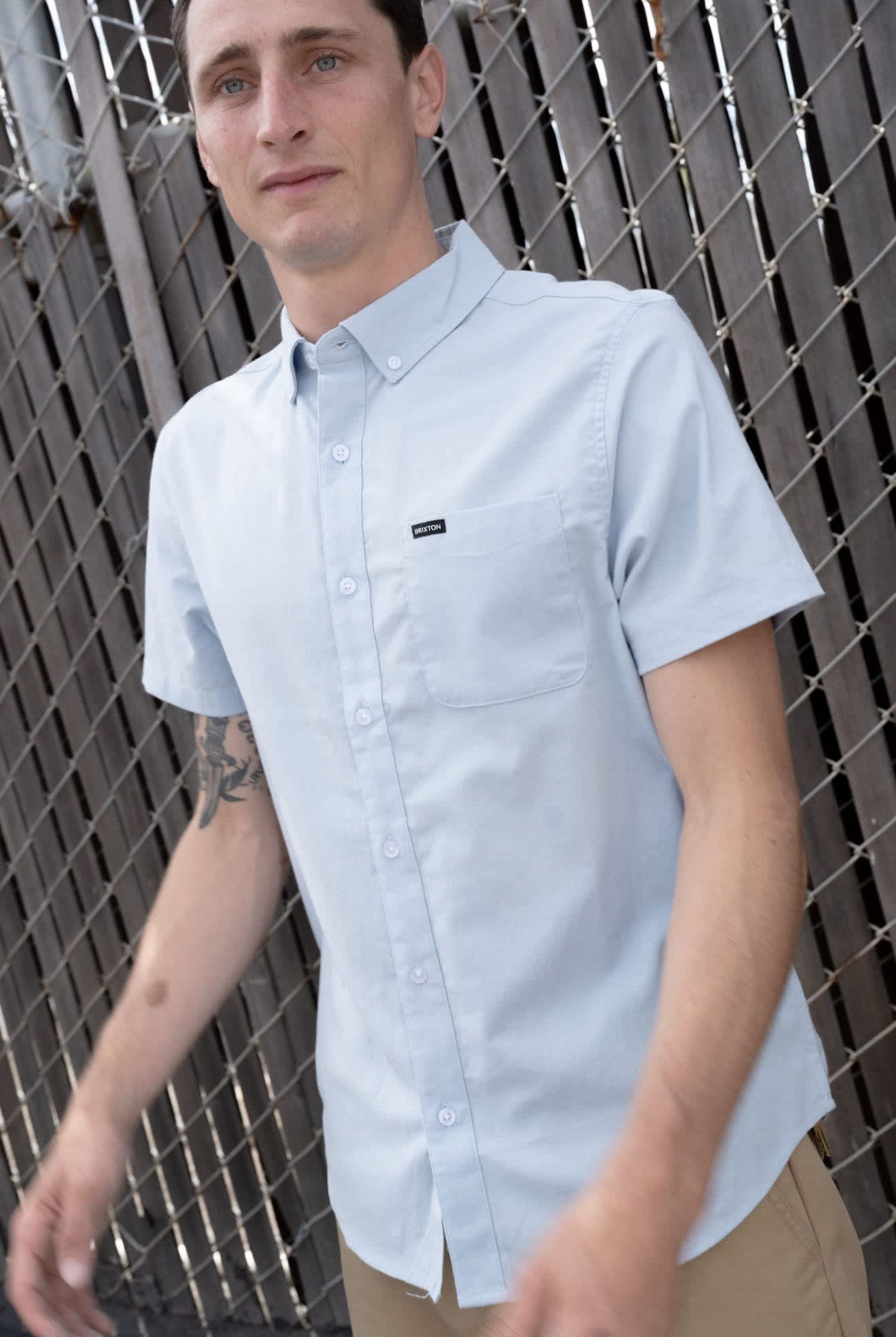 Men's Sanford Oxford Woven in the color Dusty Blue - Men's Lifestyle image