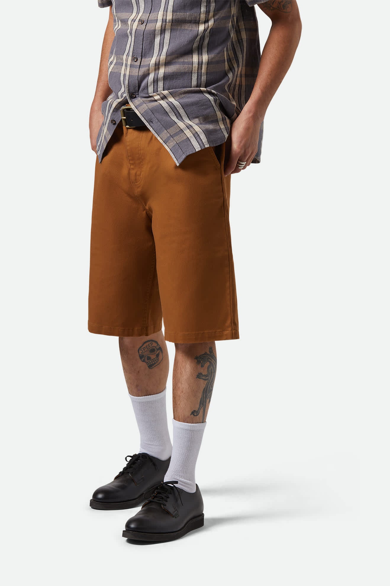 Men's Choice Chino Baggy Short in the color Washed Copper - Men's Side View