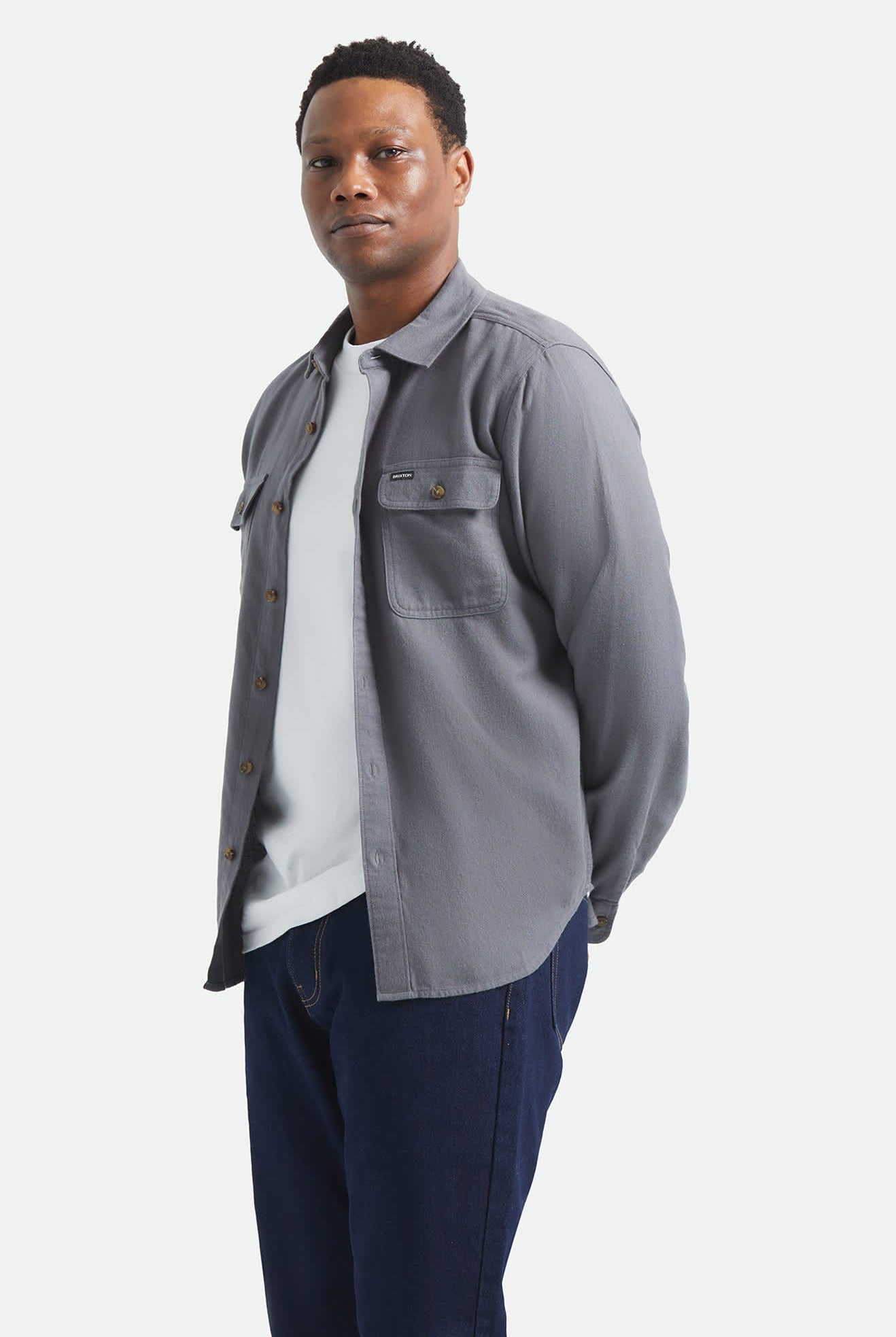 Men's Bowery Lightweight Ultra Soft Flannel in the color Future Grey - Men's Side View