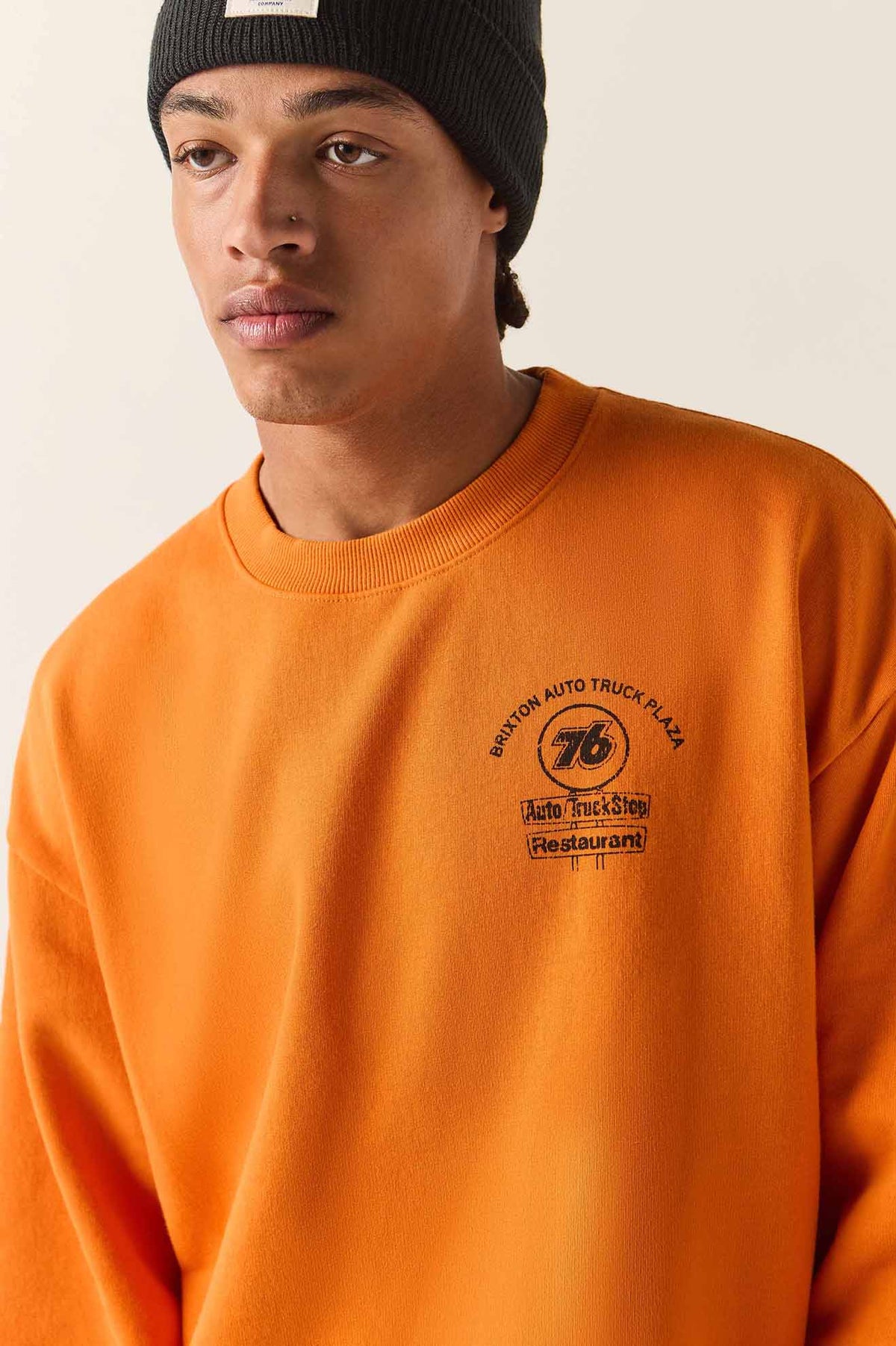 Men's 76 Chopped Crew Fleece in the color Washed Orange - Additional Fit image