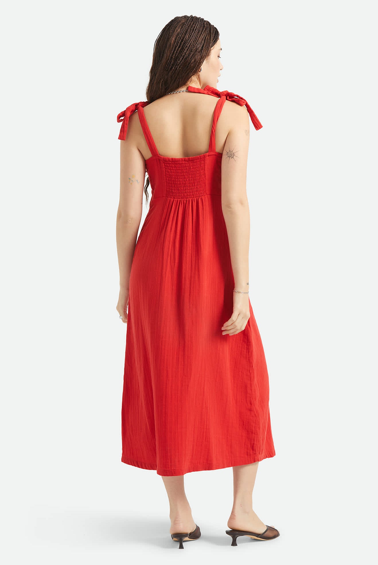 Women's The Tie Dress in the color Adrenaline Rush - Women's Back View