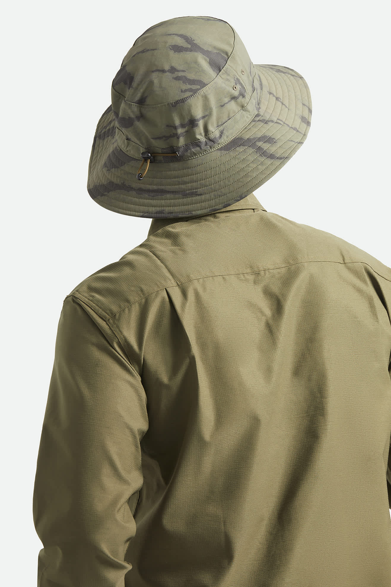 Unisex Journey Boonie Hat in the color Olive Tiger Camo - Men's Back View