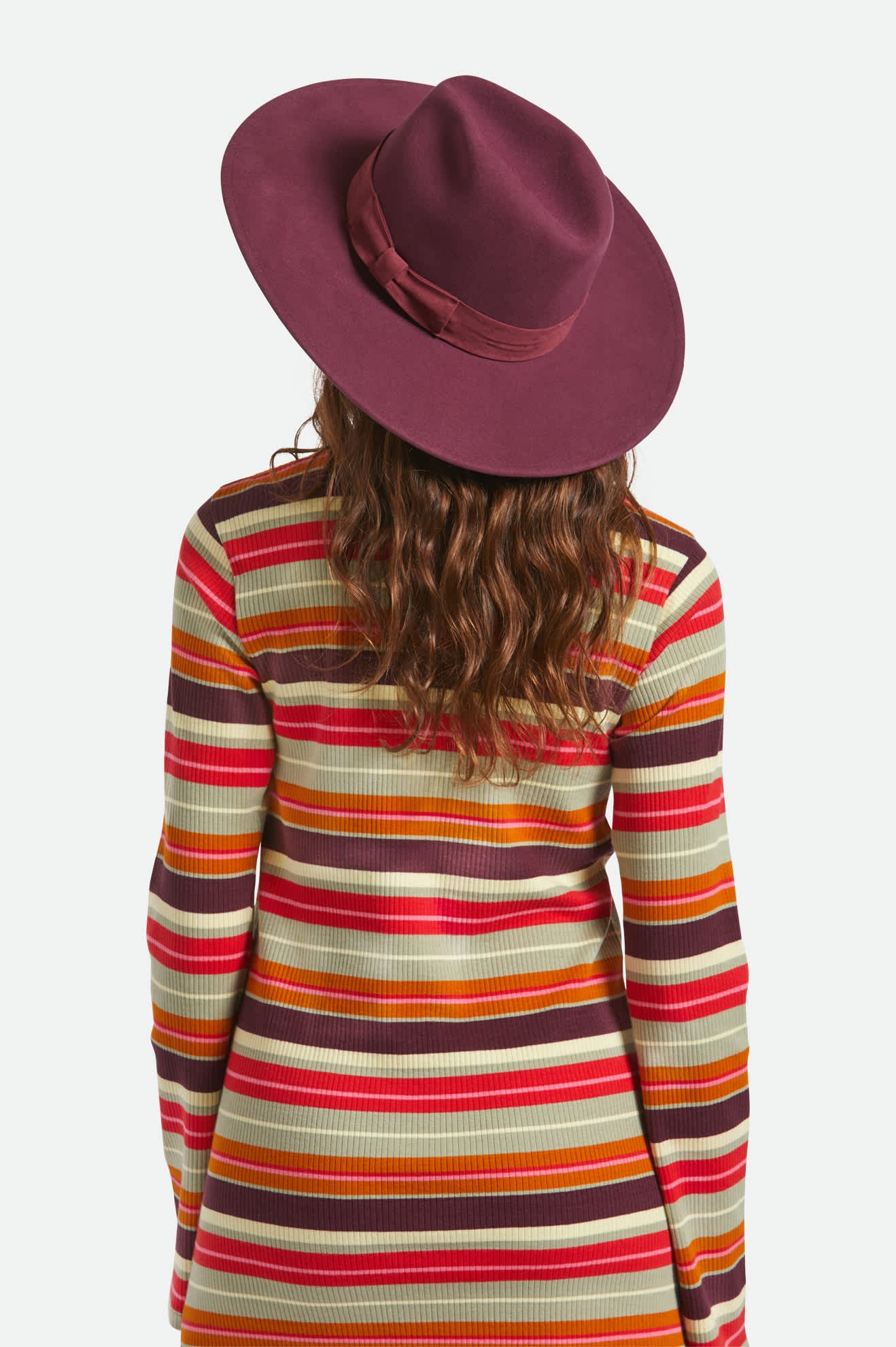 Women's Layton Comfort Fedora in the color Port/Port - Women's Back View