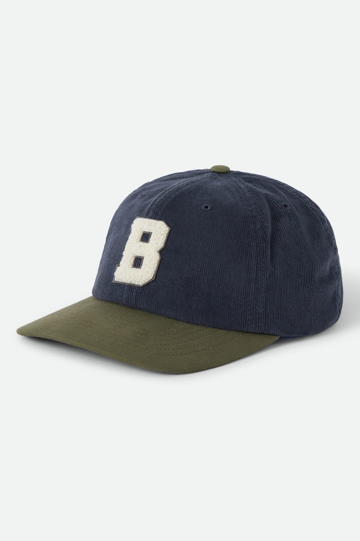 Unisex Big B Adjustable Hat in the color Washed Navy/Dark Olive - Front Product View