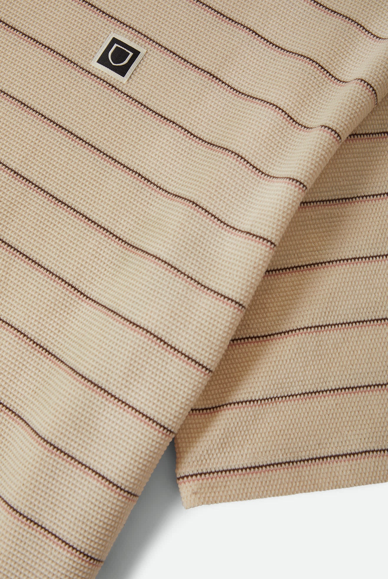 Men's Parsons Stripped Pique Boxy T-Shirt in the color Whitecap/Sea Foam/Pinecone Brown - Additional Laydown image