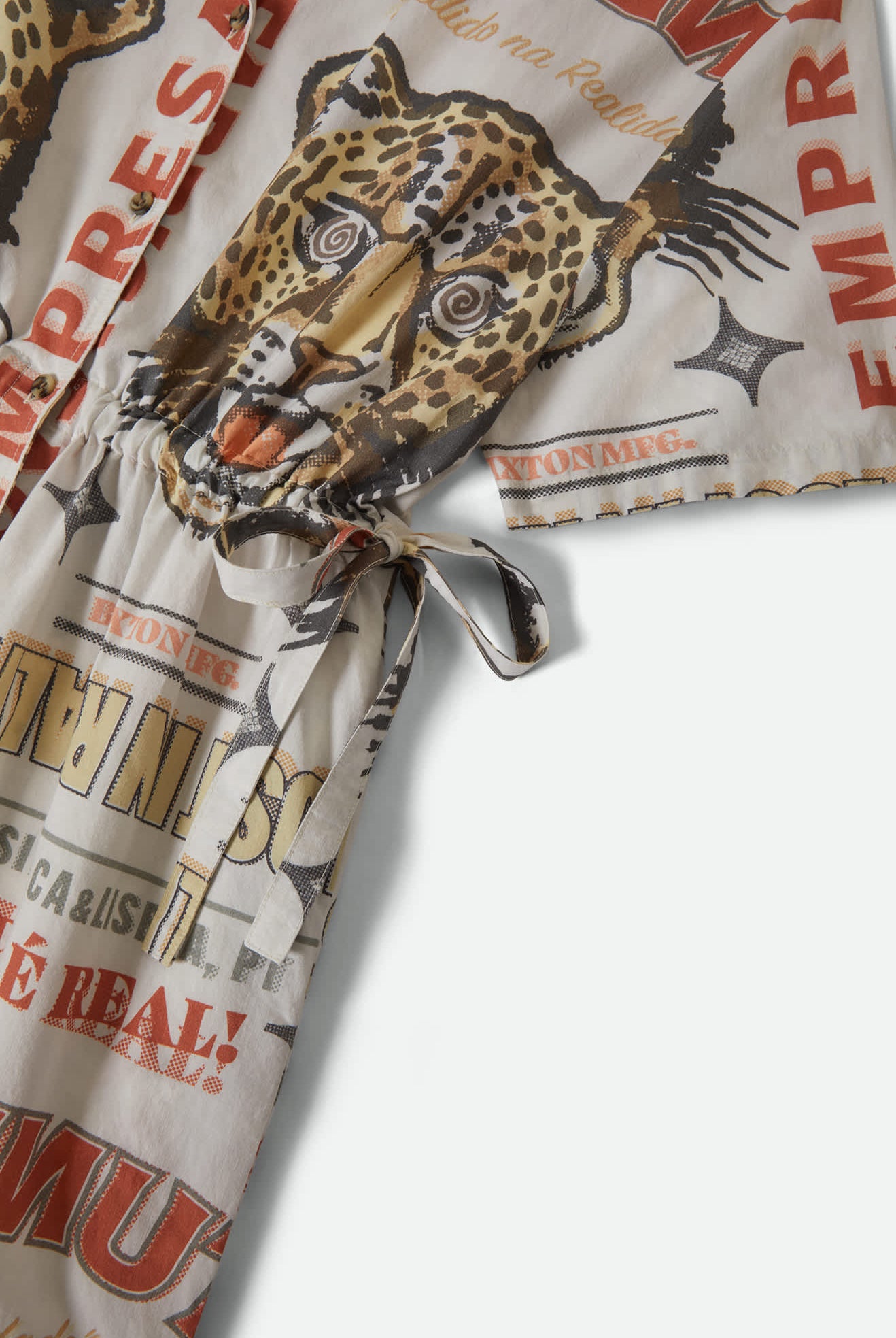 Women's The Cinch Button Down Short Sleeve Dress in the color Lost In Reality Print - Additional Laydown image