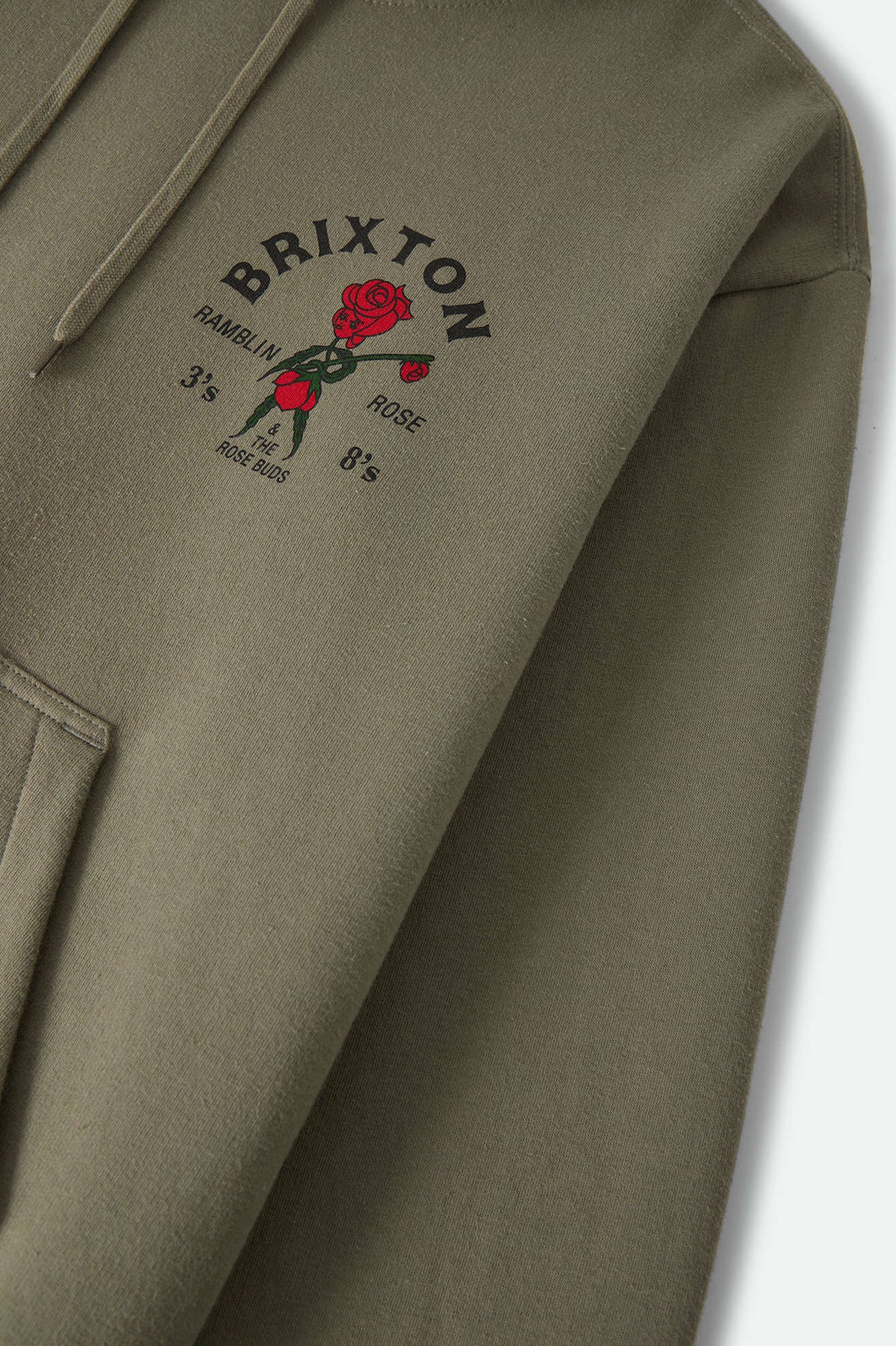 Women's Ramblin Rose Hoodie in the color Olive Surplus - Additional Laydown image