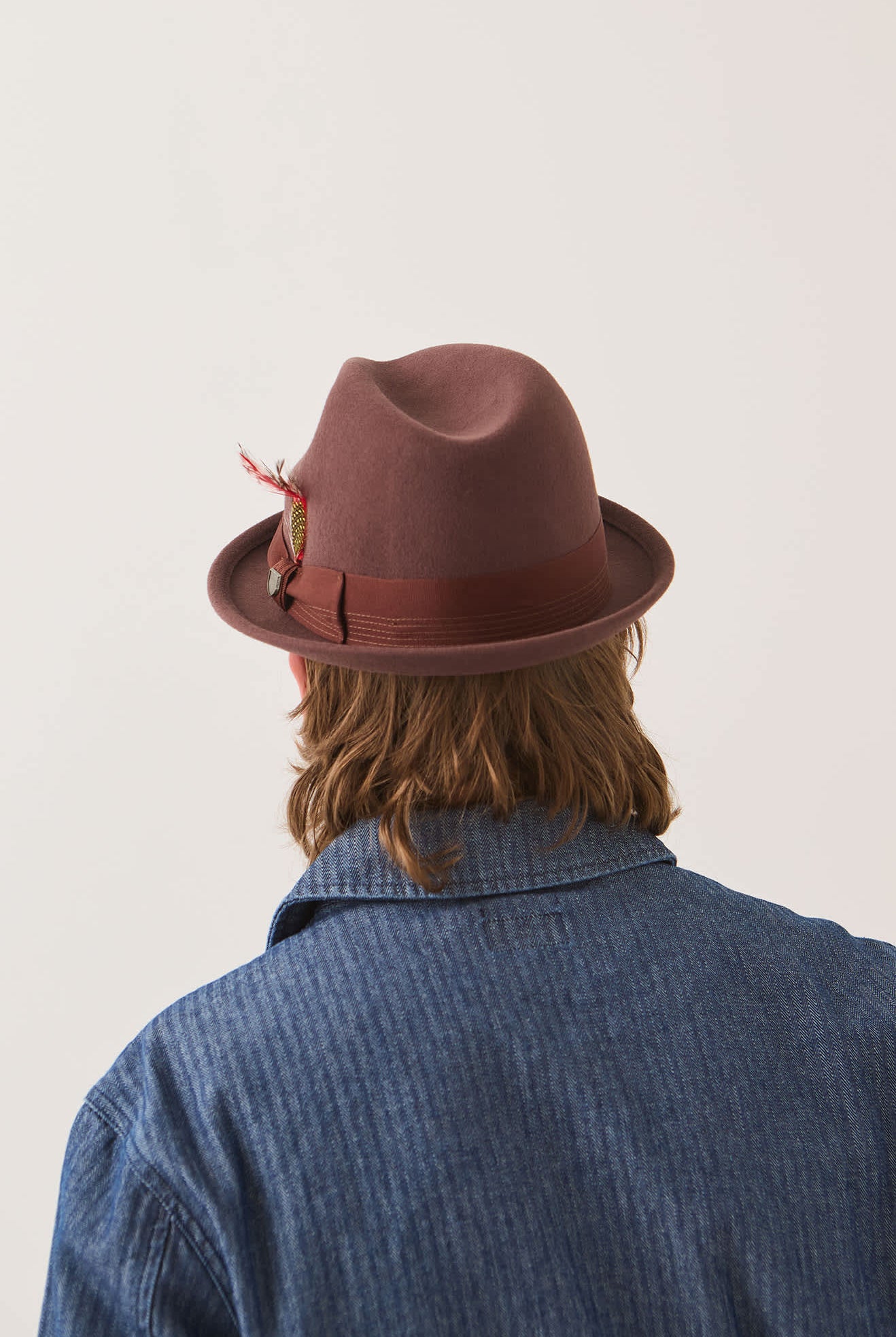 Unisex Gain Fedora in the color Chestnut - Men's Back View