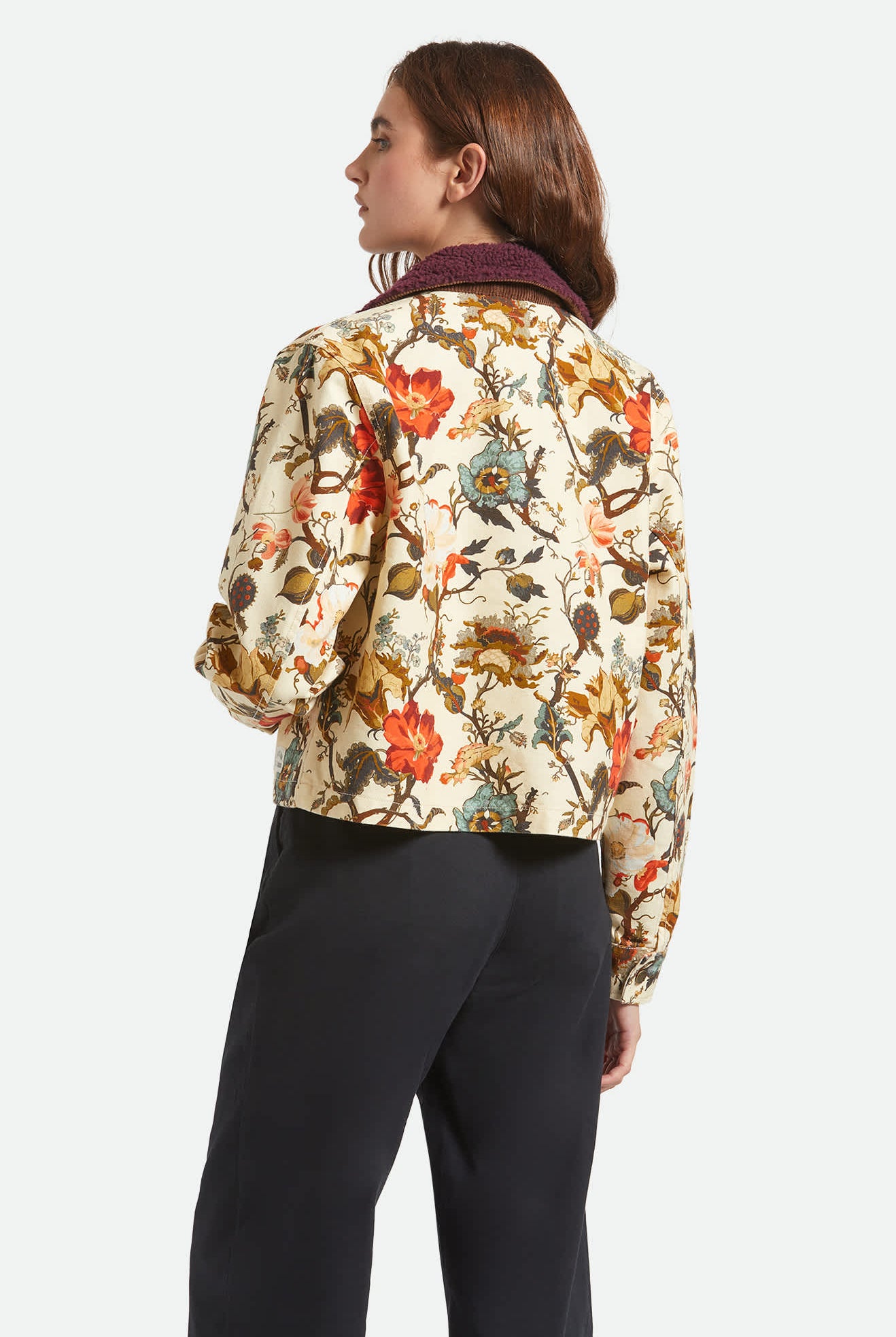 Women's Mechanics Women's Garage Zip Jacket in the color Botanical Floral - Women's Back View