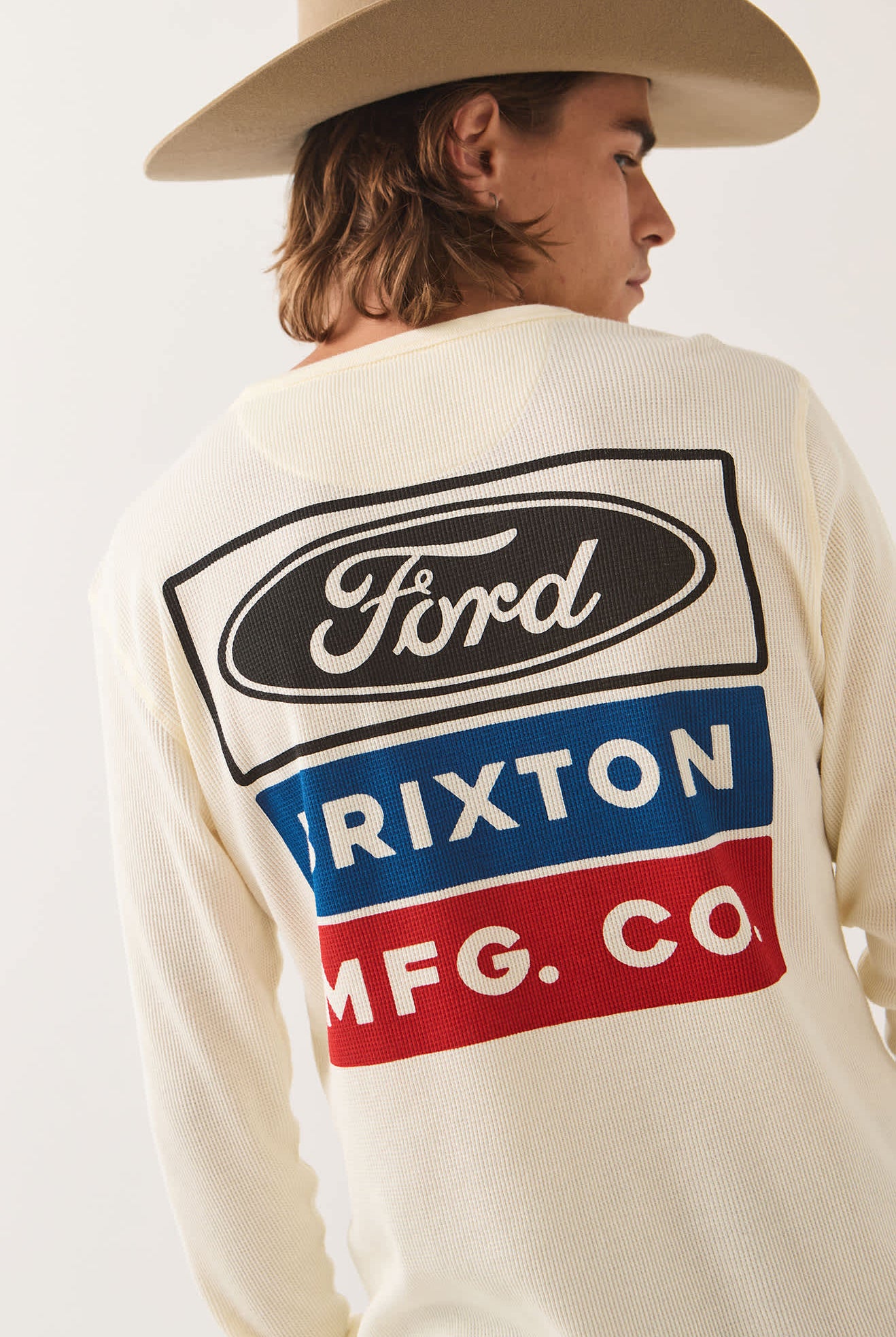 Men's Ford Service Dept Waffle T-Shirt in the color Wimbledon White - Additional Fit image