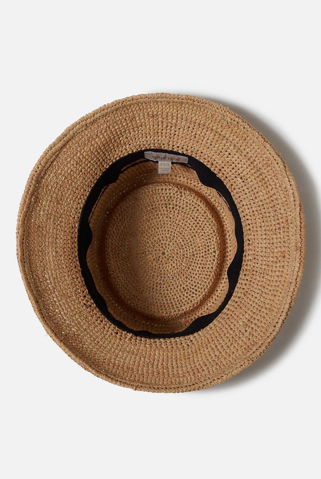 Women's Ellee Straw Bucket Hat in the color Tan/Black - Additional Laydown image