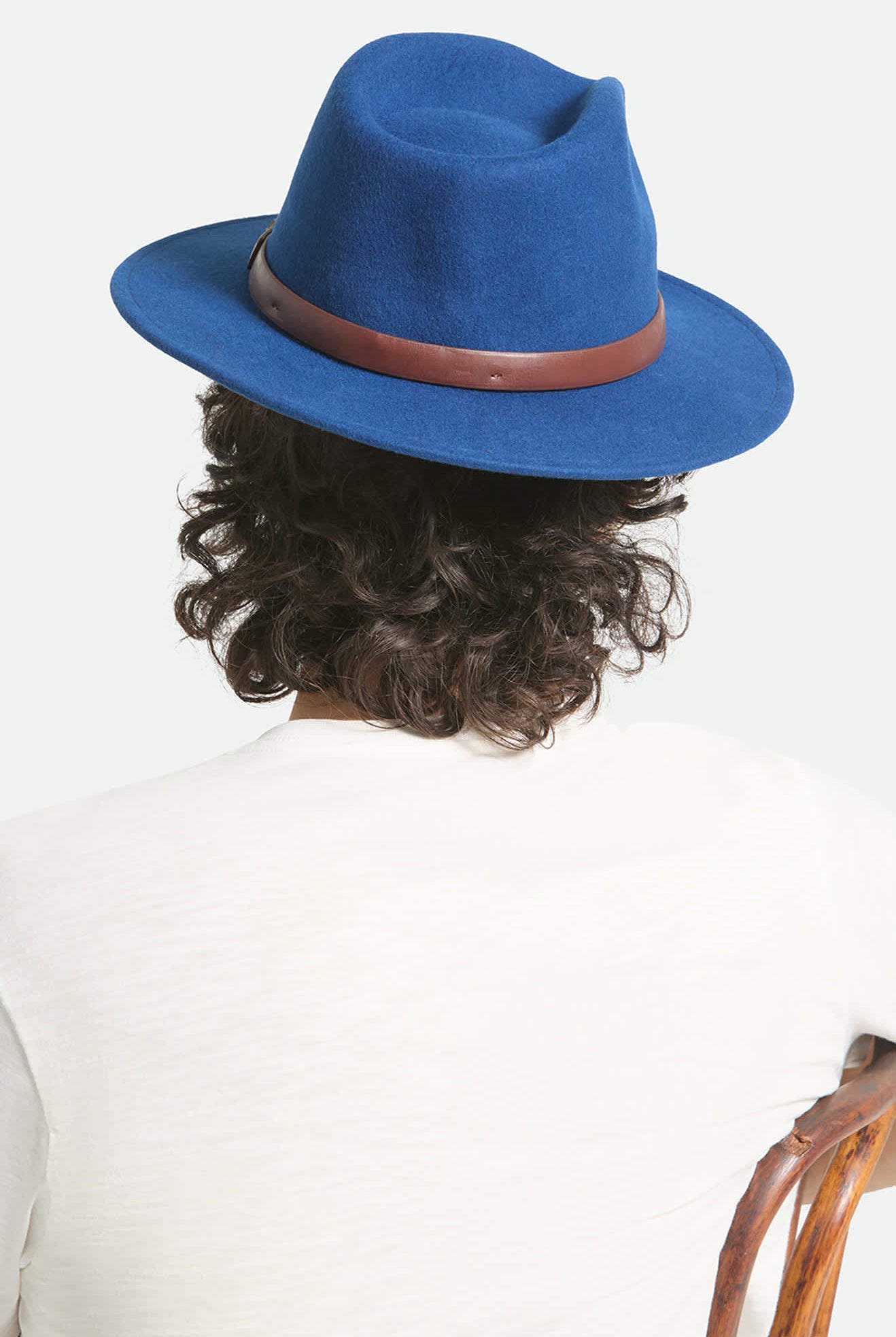 Unisex Messer Fedora in the color Midnight Blue/Pinecone - Men's Back View