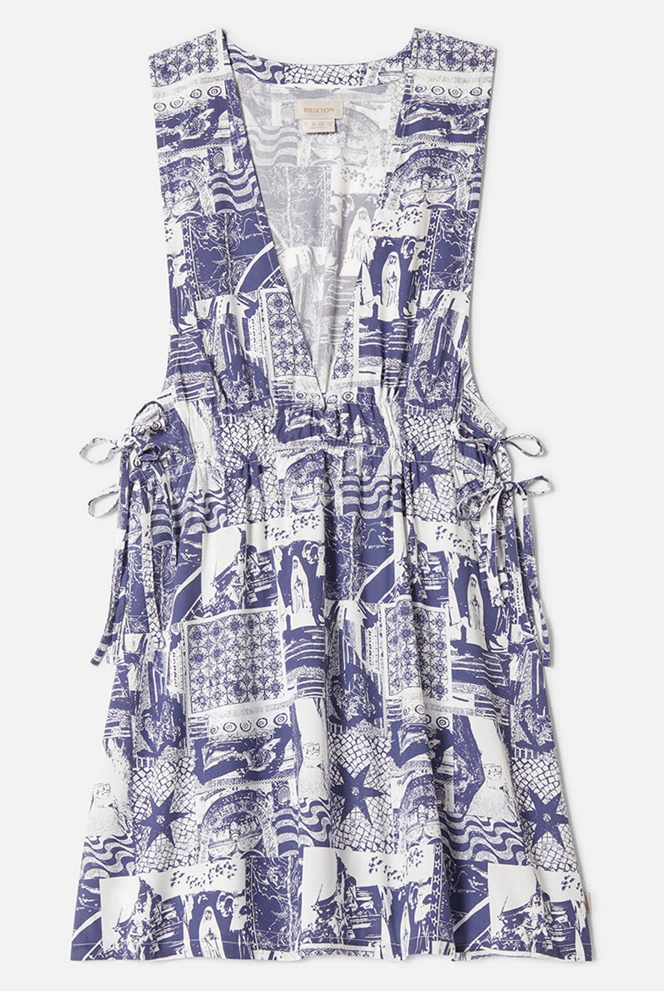 Women's The Bells Dress in the color Navy/White Collage - Front Product View