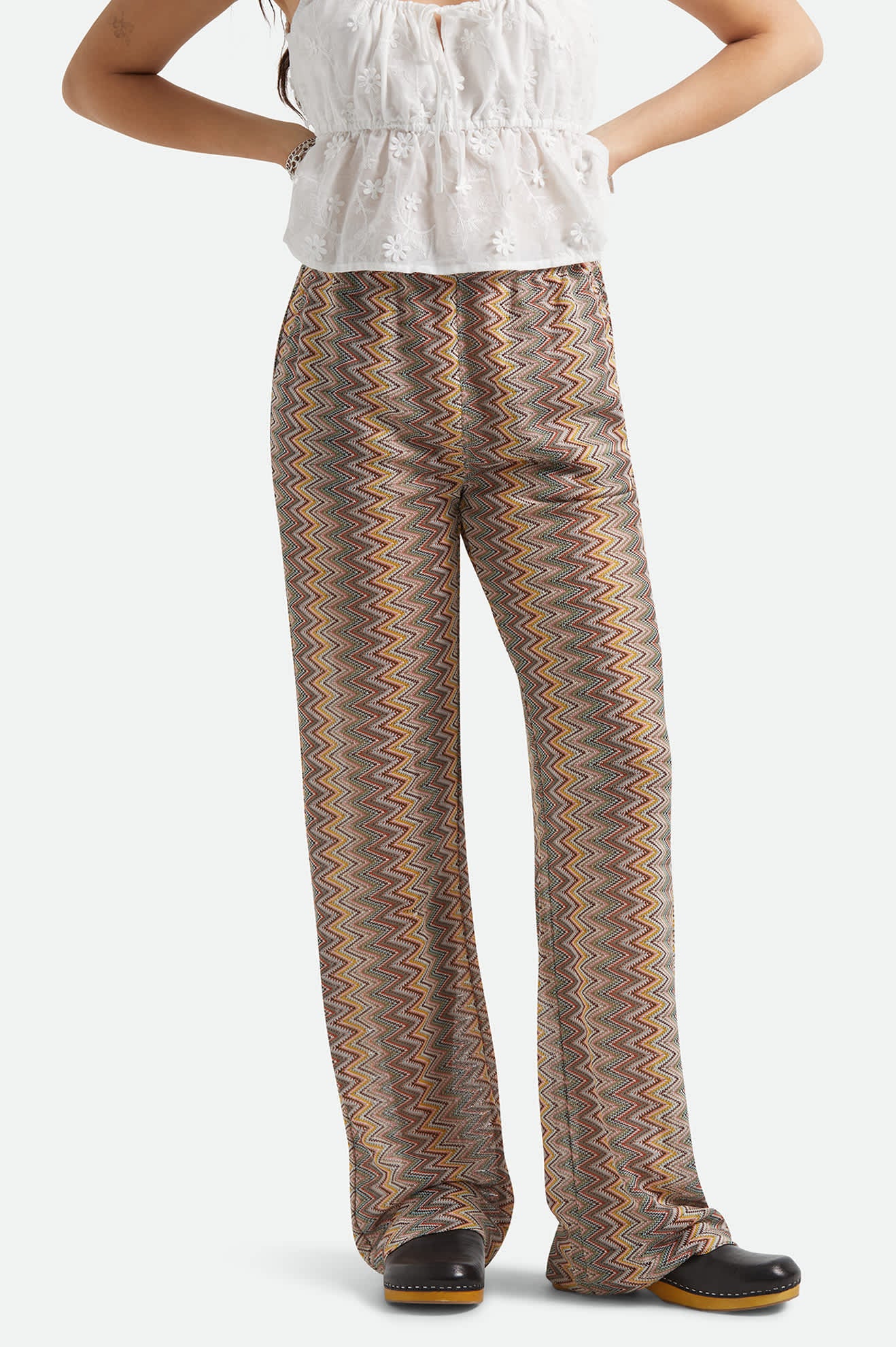 Women's The Cabana Mesh Lounge Pant in the color Multi Color Zigzag - Women's Front View