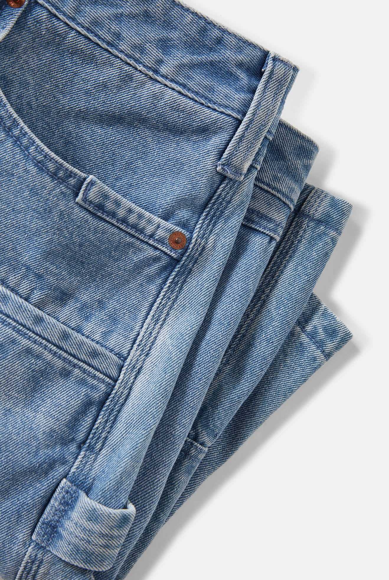 Men's Builders Carpenter Baggy Short in the color Washed Blue Denim - Additional Laydown image