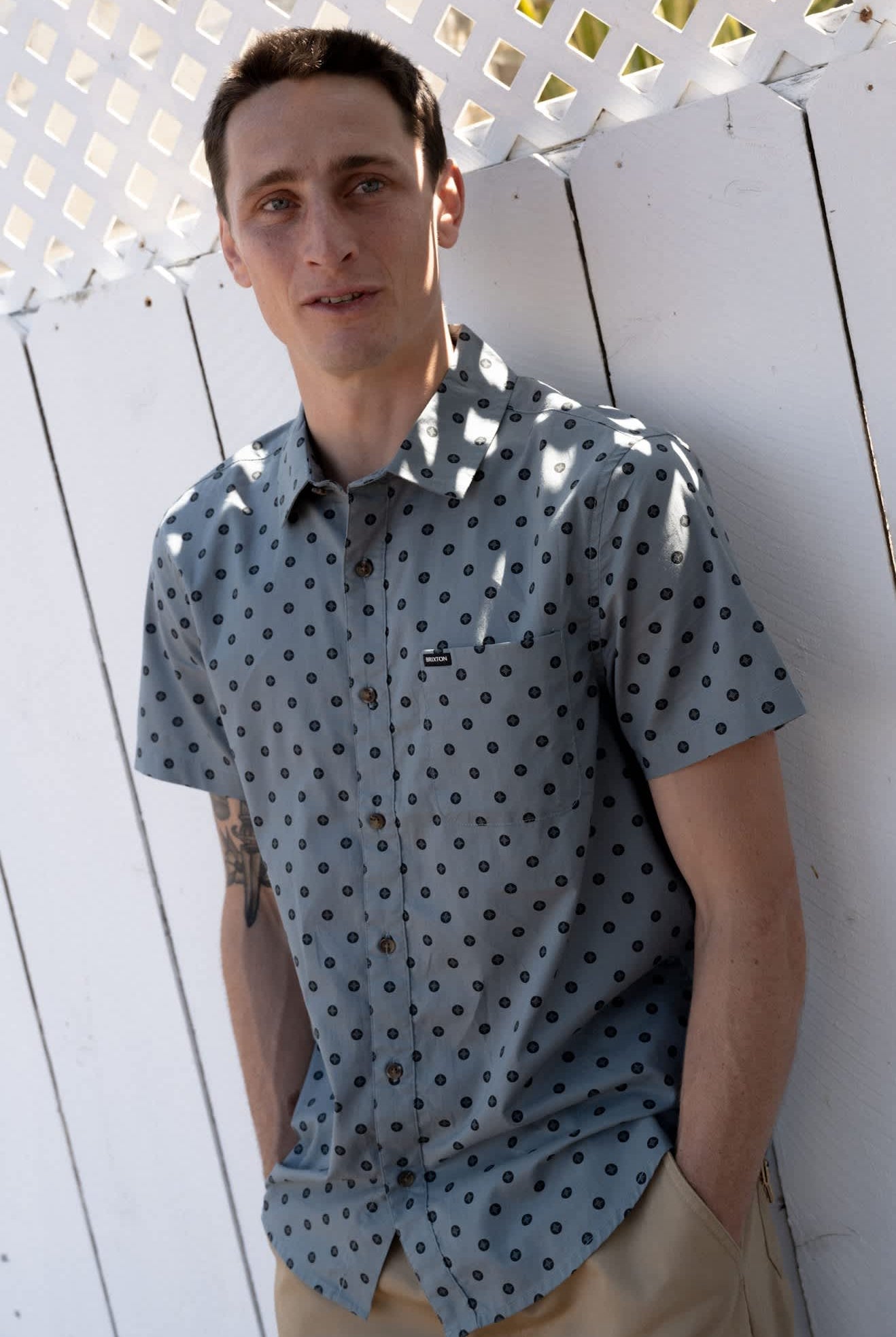 Men's Charter Print Short Sleeve Shirt in the color Micro Street Tile - Men's Lifestyle image