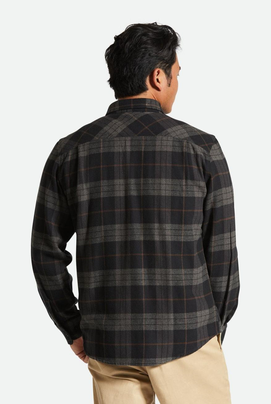 Men's Back Fit Image | Bowery L/S Flannel - Black/Charcoal