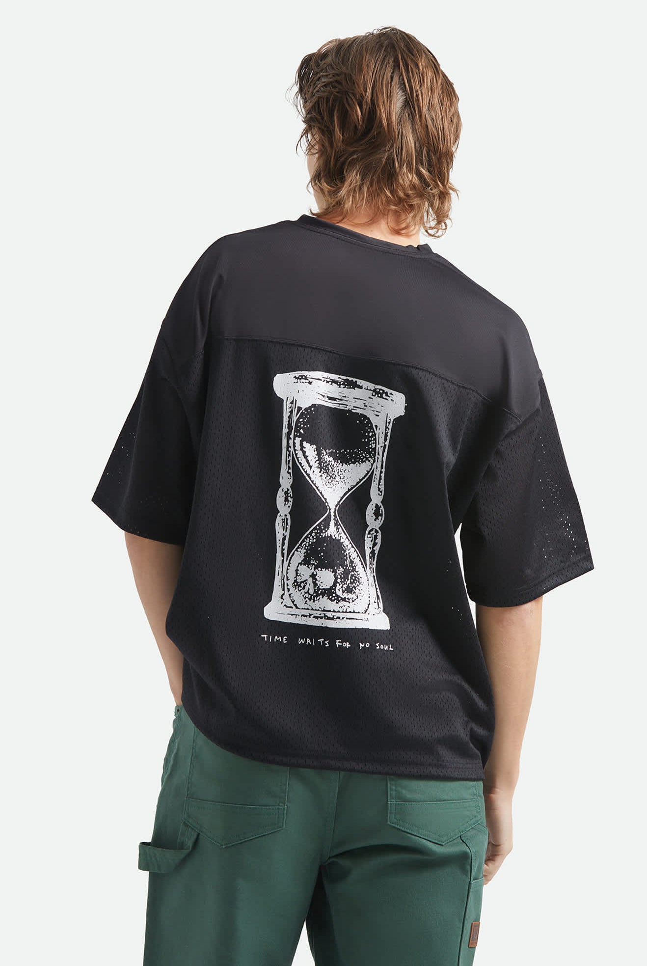 Men's Baggy Mesh Practice Jersey in the color Black/White Chippa - Men's Back View