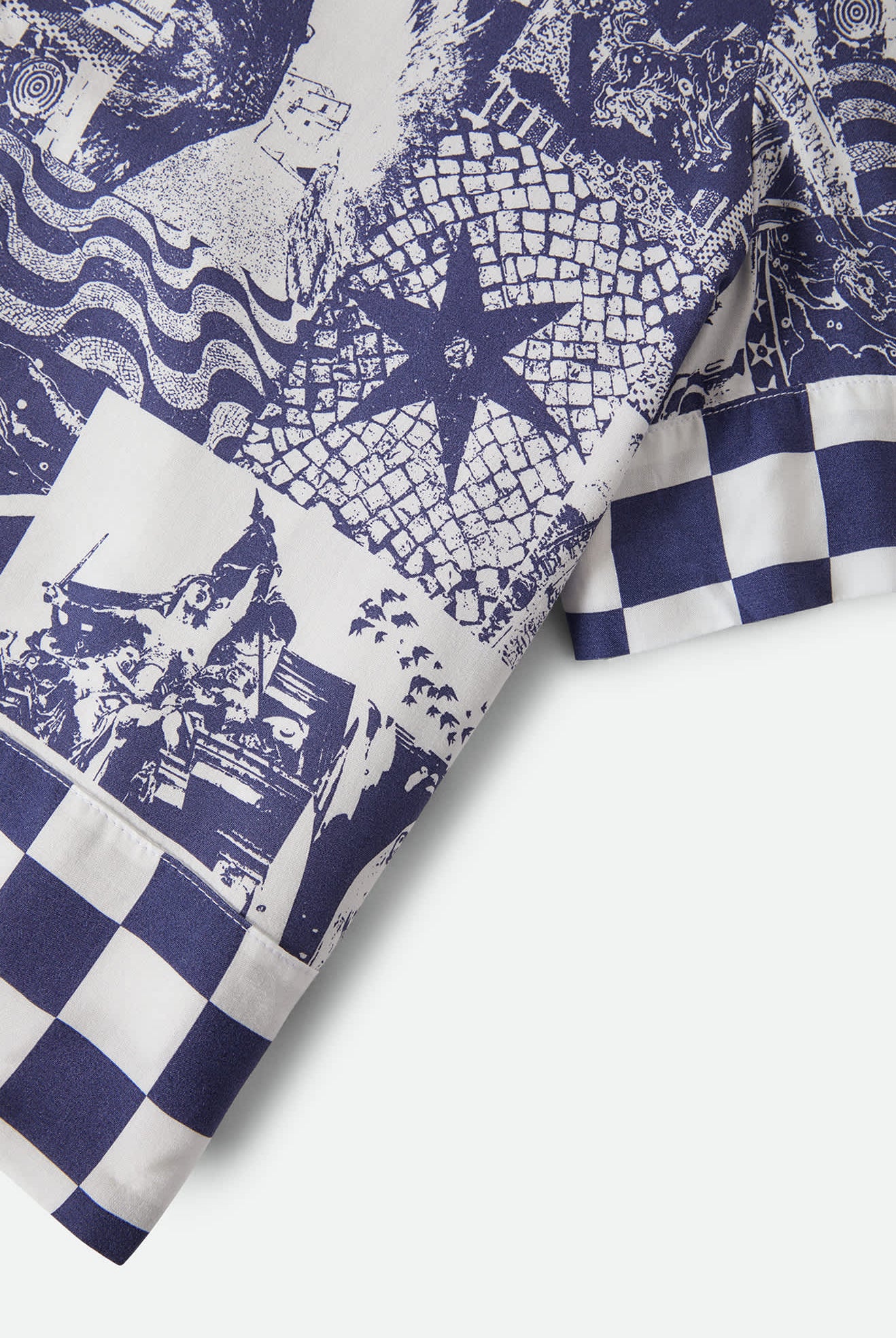 Women's The Omar Button Down Short Sleeve Shirt in the color Navy/White Collage - Additional Laydown image