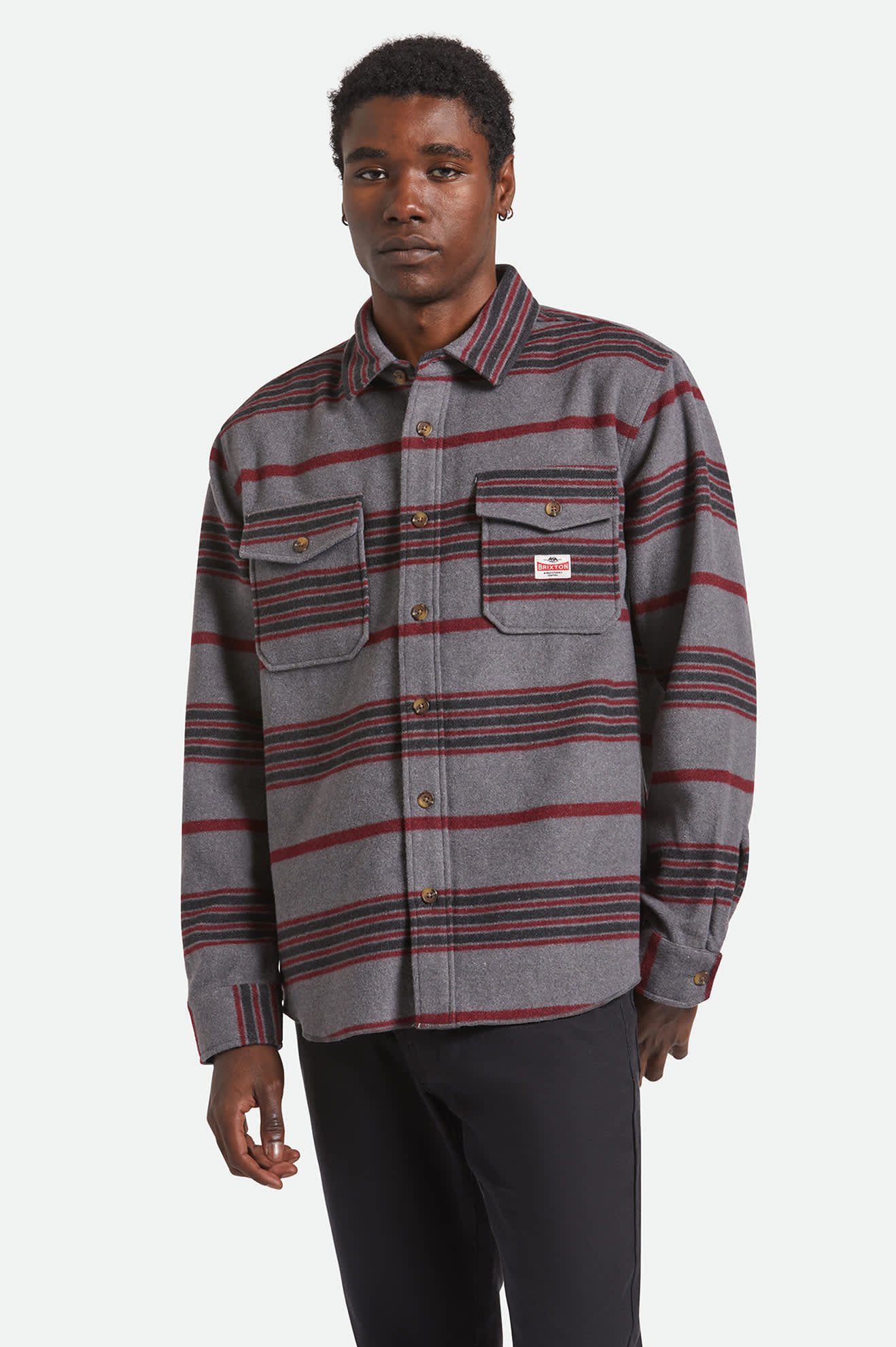 Men's Altered Threads Overshirt in the color Multi Blanket Stripe - Men's Front View