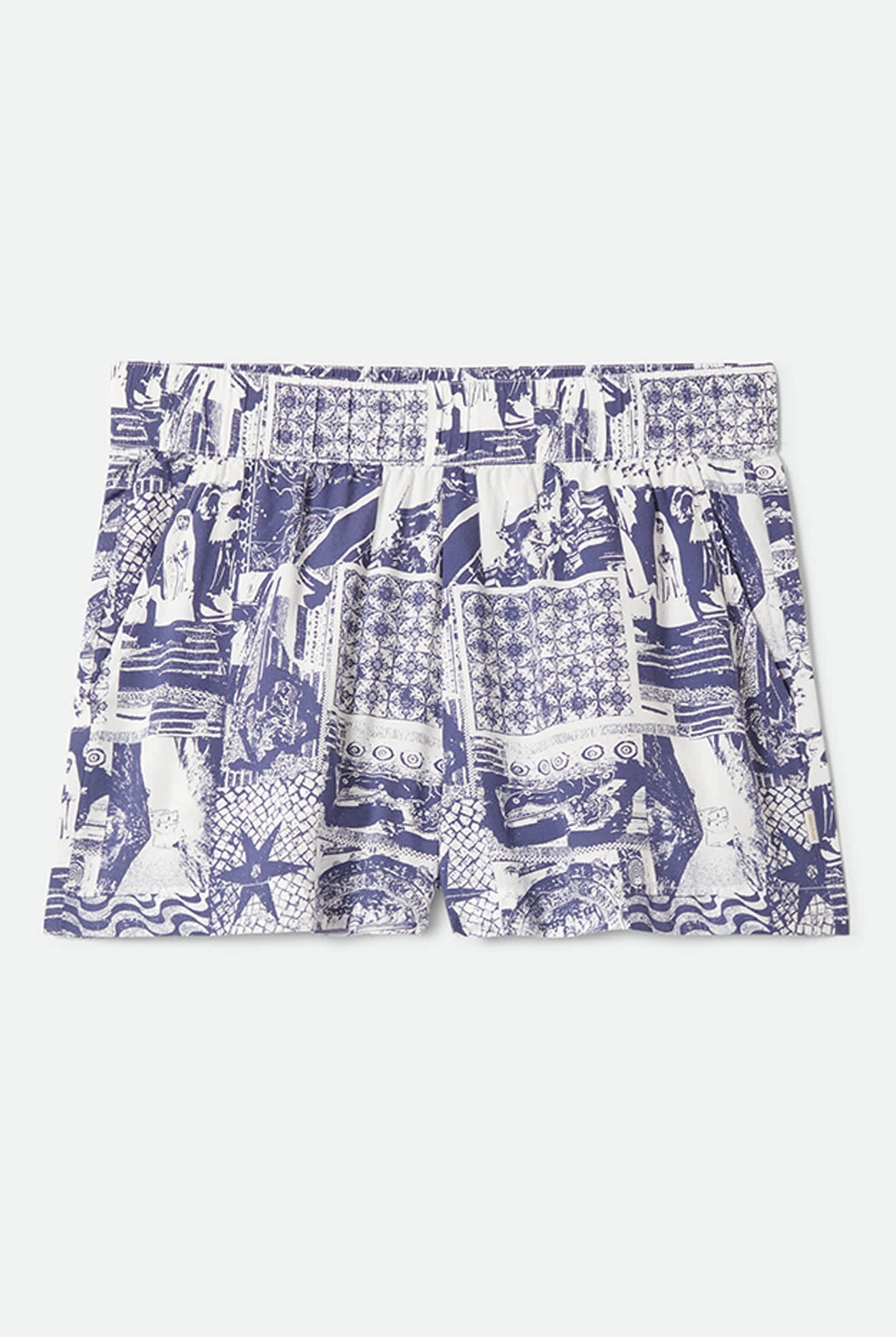Women's Post Playa E-Waist Short in the color Navy/White Collage - Front Product View