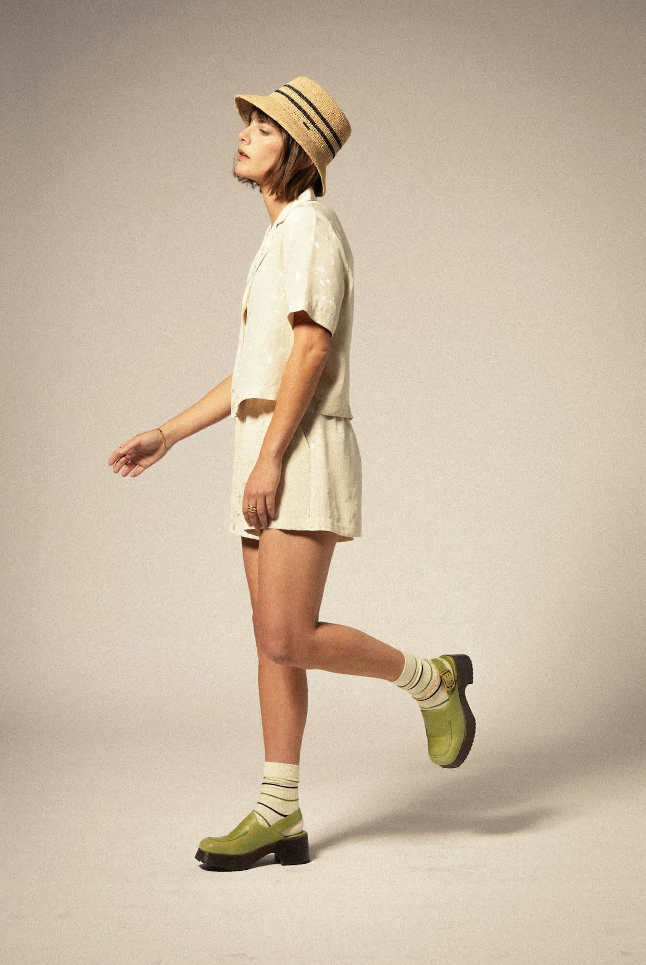 Women's Silky Jacquard Short in the color Whitecap Floral Jacquard - Women's Side View