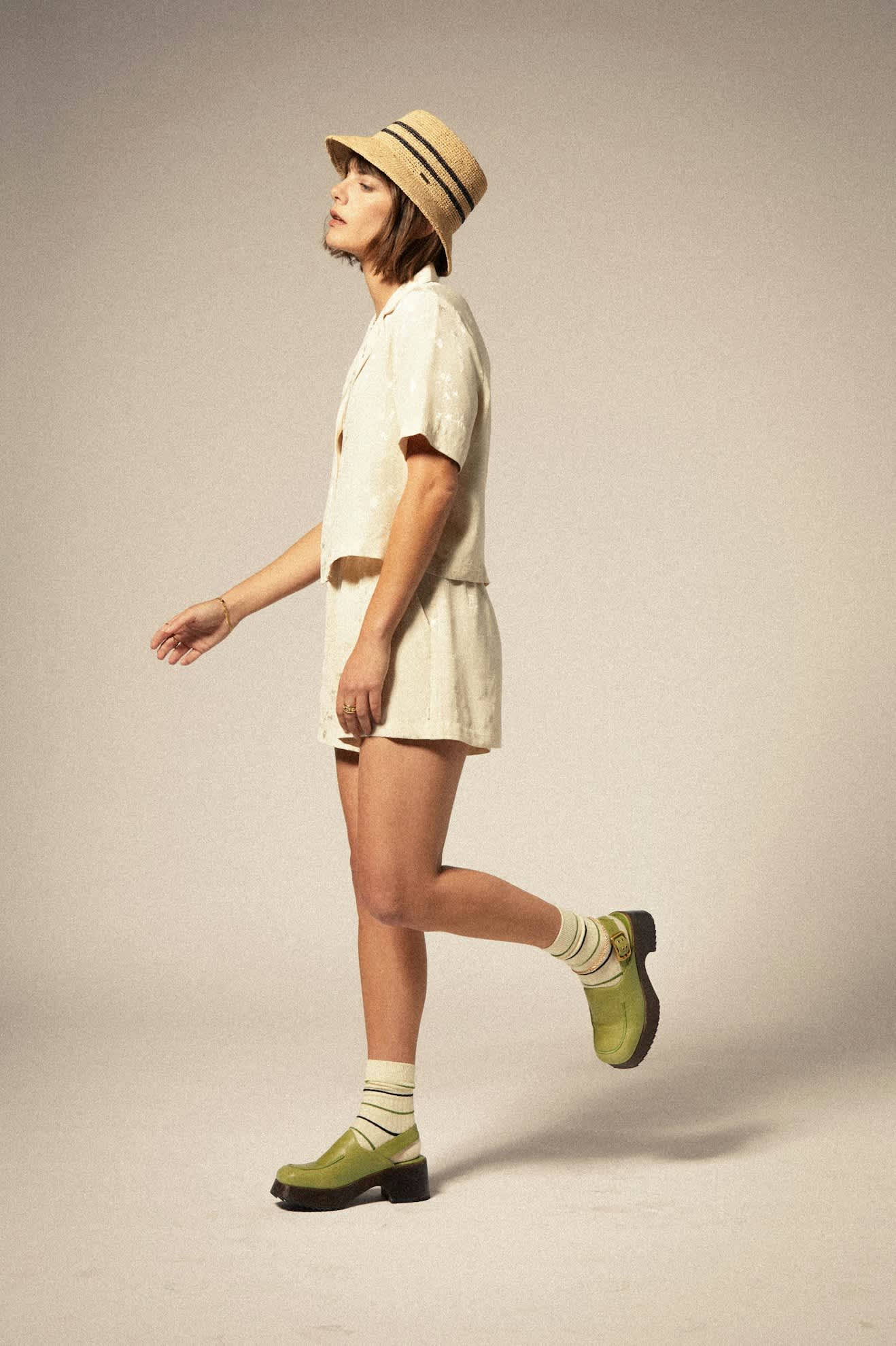 Women's Silky Jacquard Short in the color Whitecap Floral Jacquard - Women's Side View