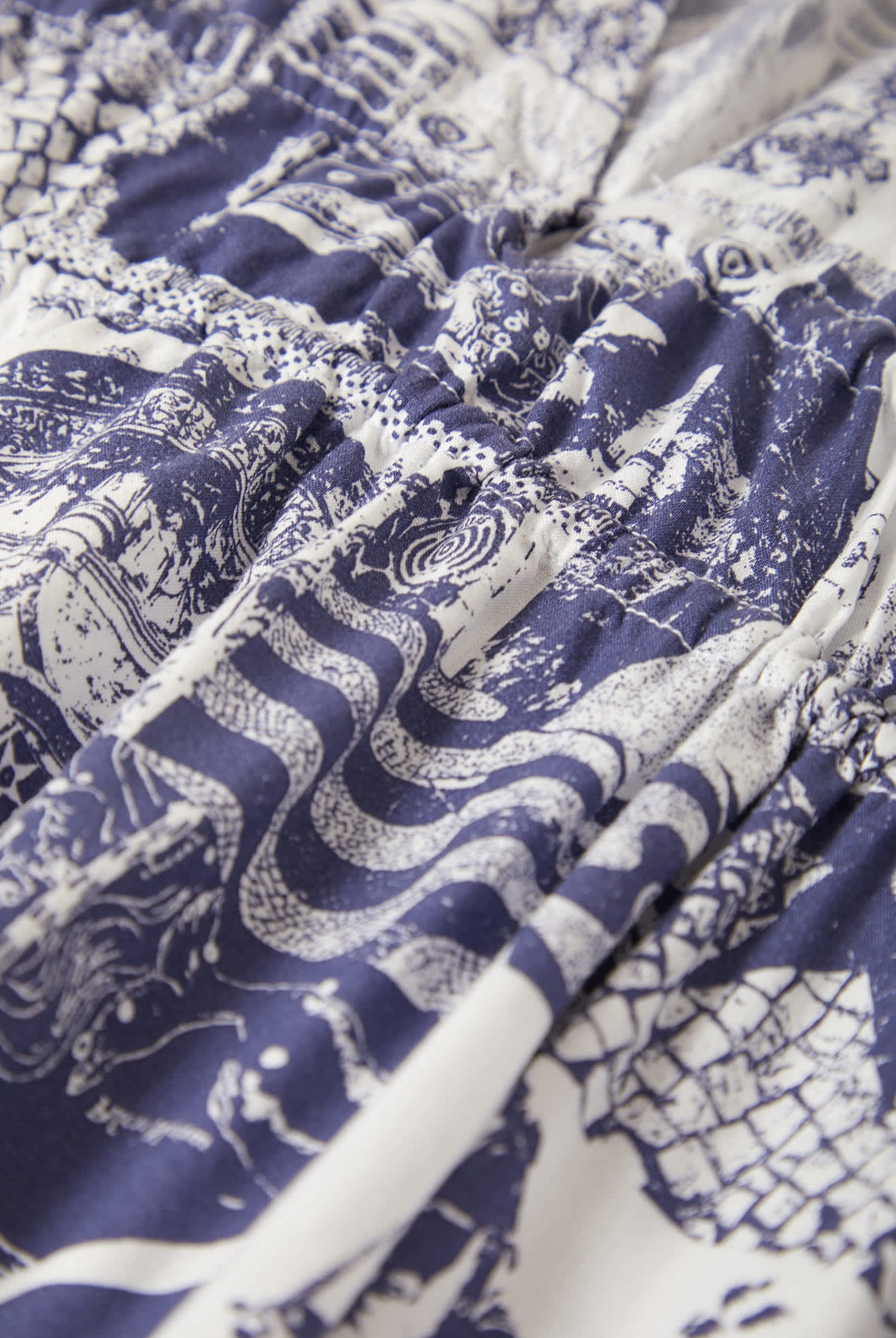 Women's The Bells Dress in the color Navy/White Collage - Additional Laydown image