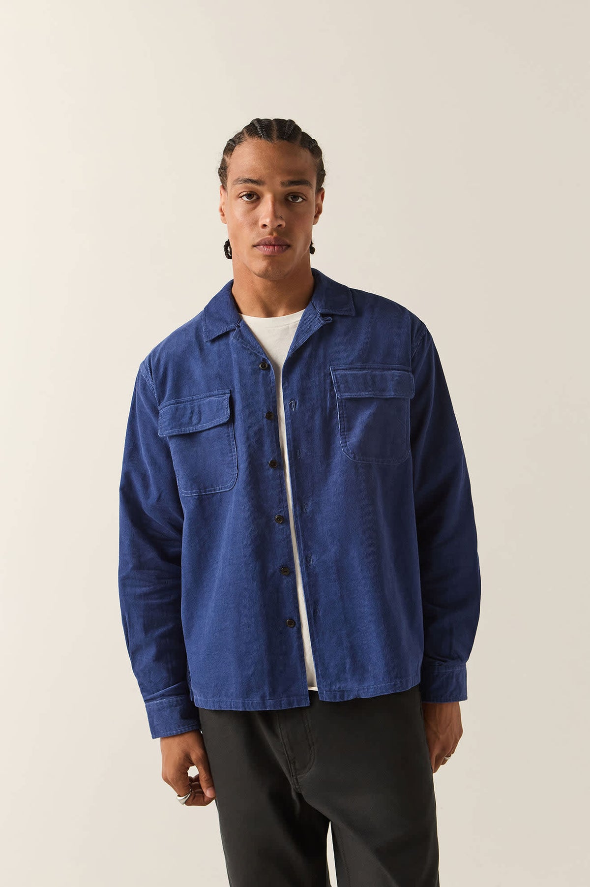 Men's Century Overshirt in the color Washed Blue - Men's Front View