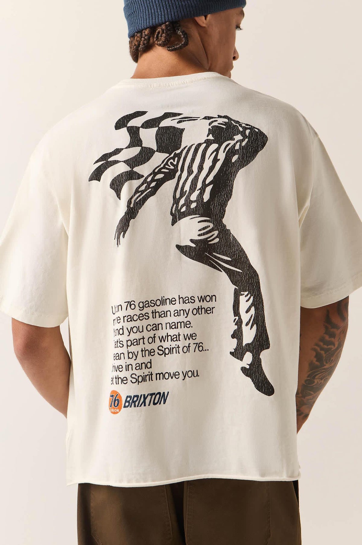 Men's 76 Finish Line Relaxed T-Shirt in the color Washed Off White - Additional Fit image