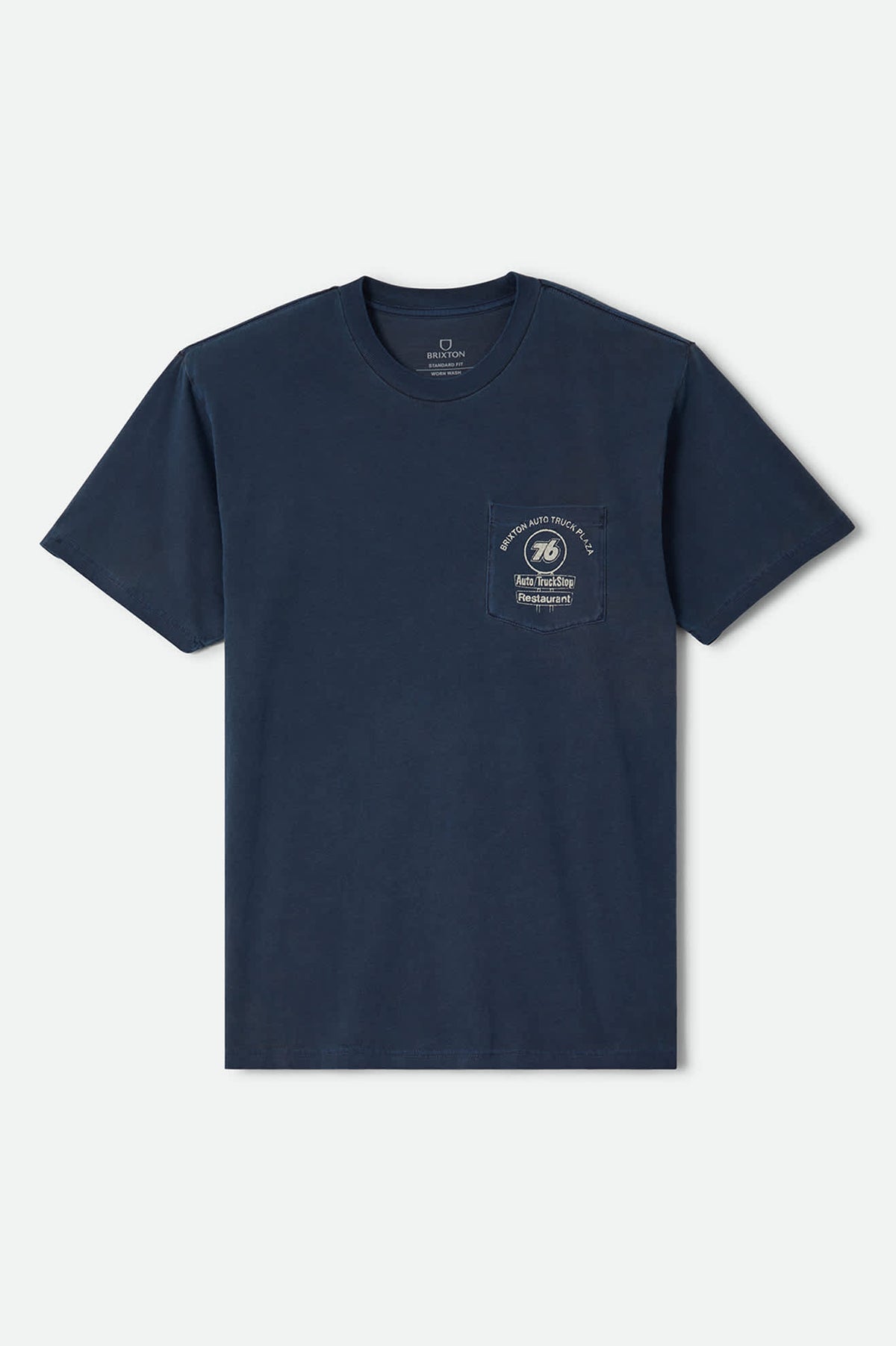 Men's 76 Truck Stop Pocket T-Shirt in the color Washed Navy - Front Product View