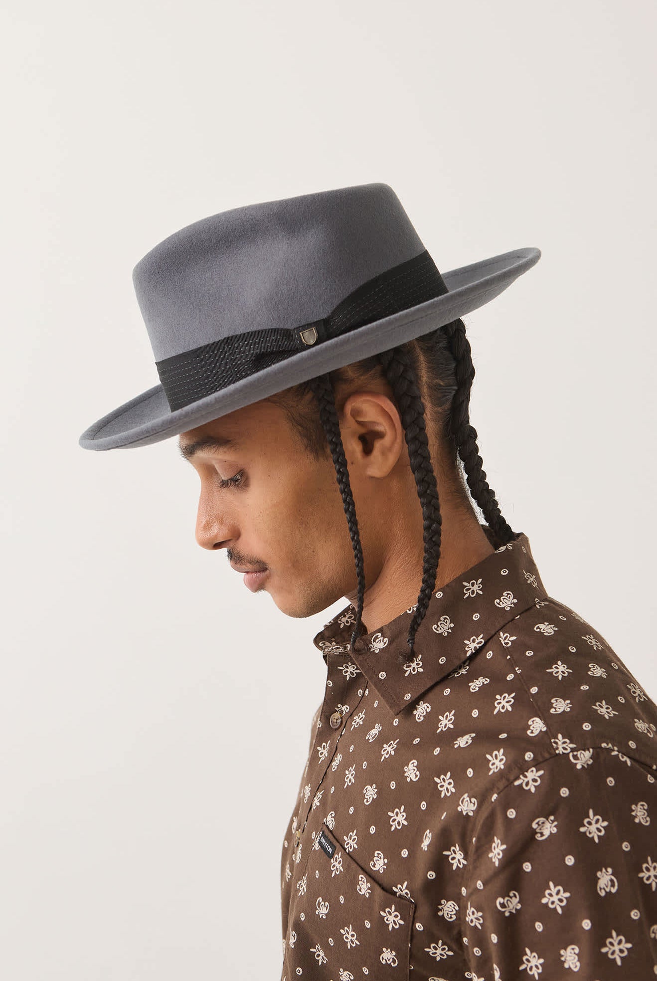 Unisex Eames Fedora in the color Future Grey/Black - Men's Side View