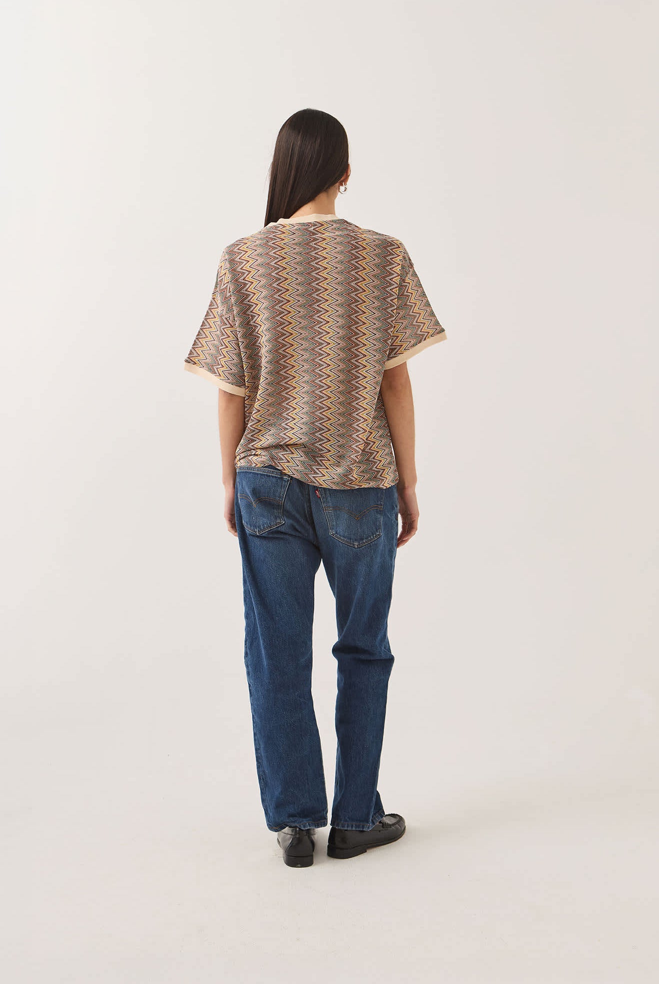 Women's Football Oversized Mesh Jersey in the color Multi Color Zigzag - Women's Back View